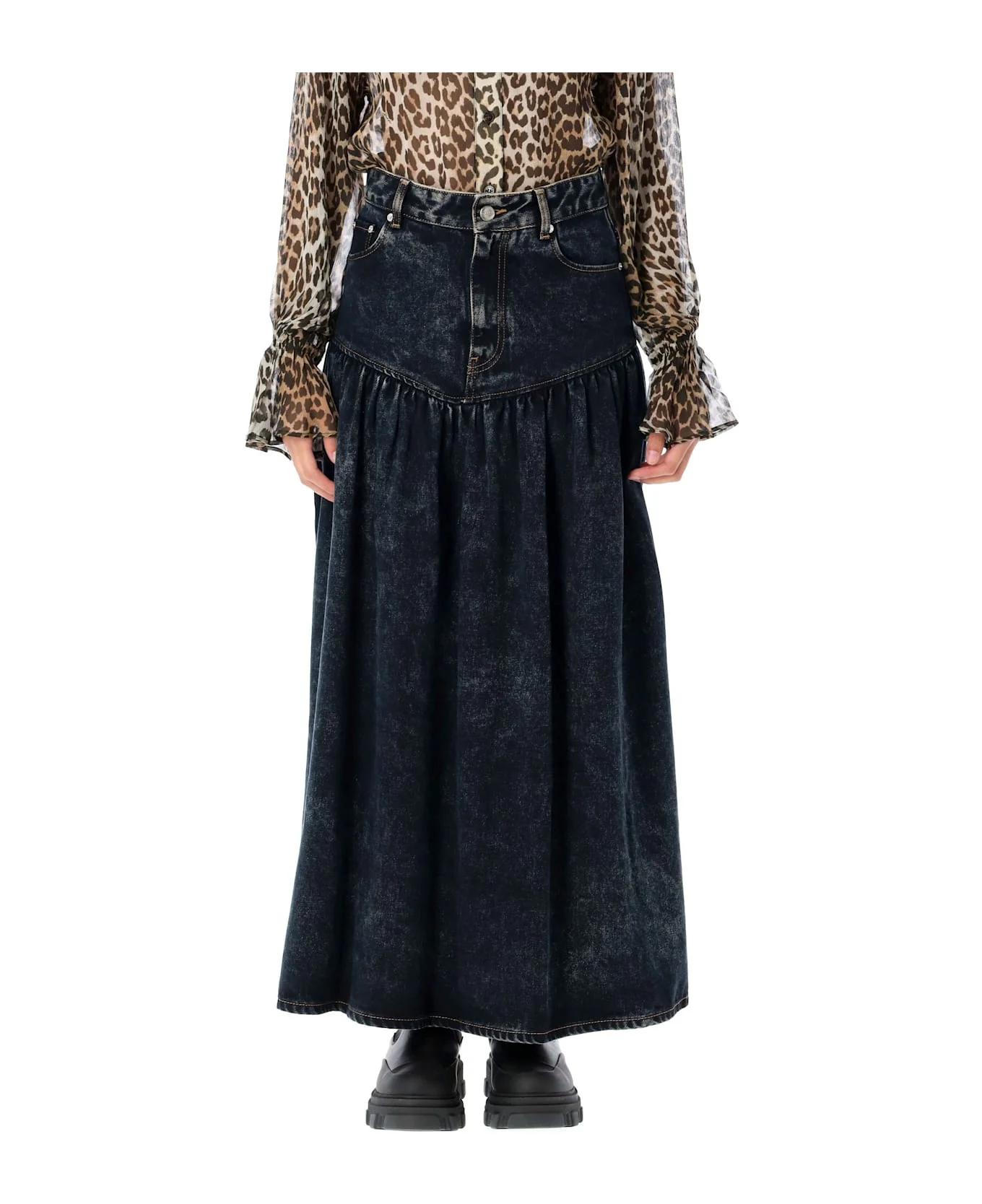 Washed Denim Skirt - 1