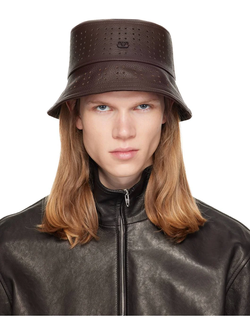 Brown VLogo Signature Holed Bucket Hat - 1