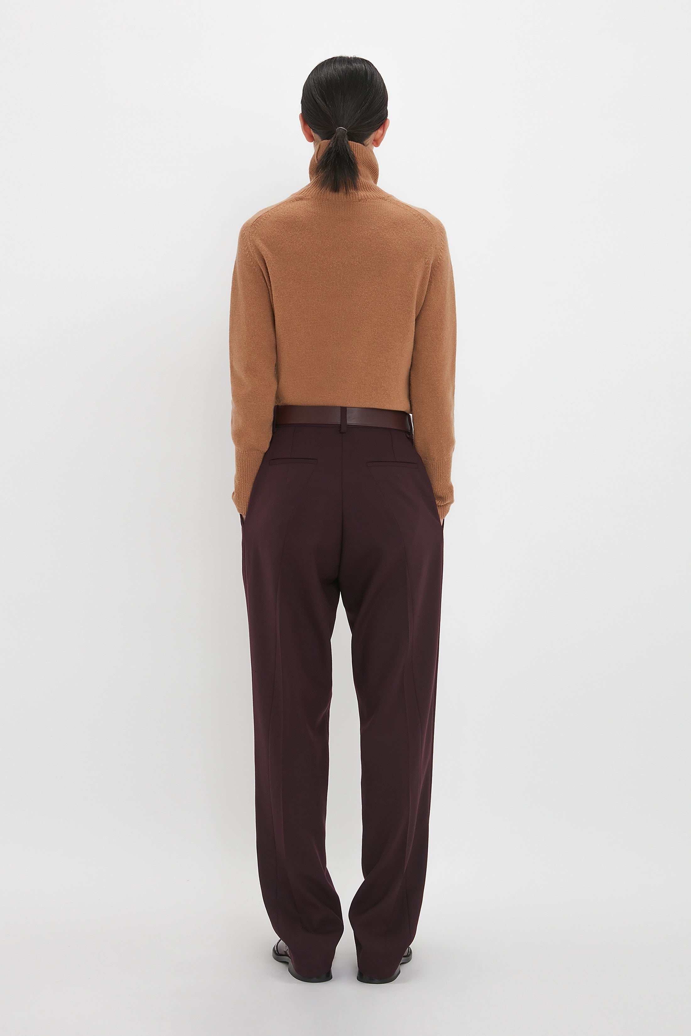 Asymmetric Chino Trouser In Deep Mahogany - 5