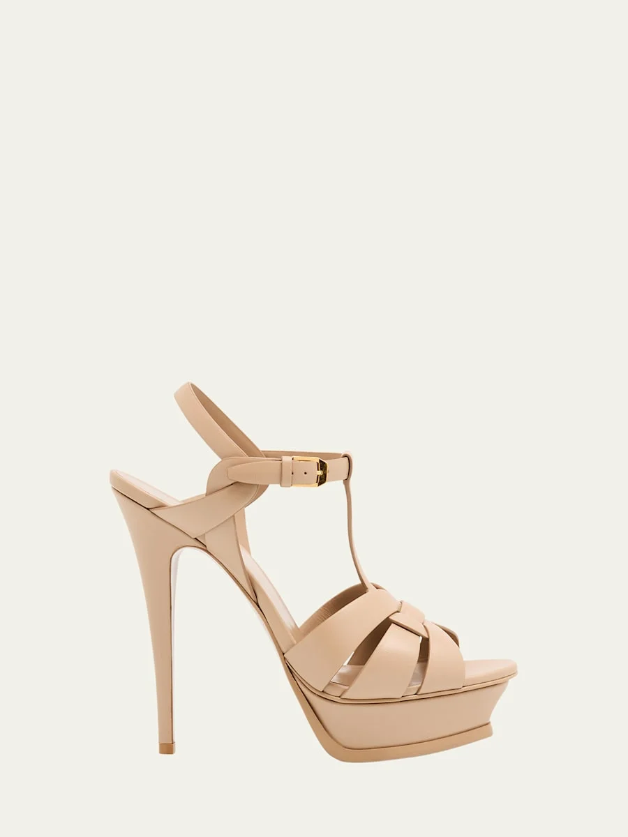 Tribute Leather T-Strap Platform Sandals - 1