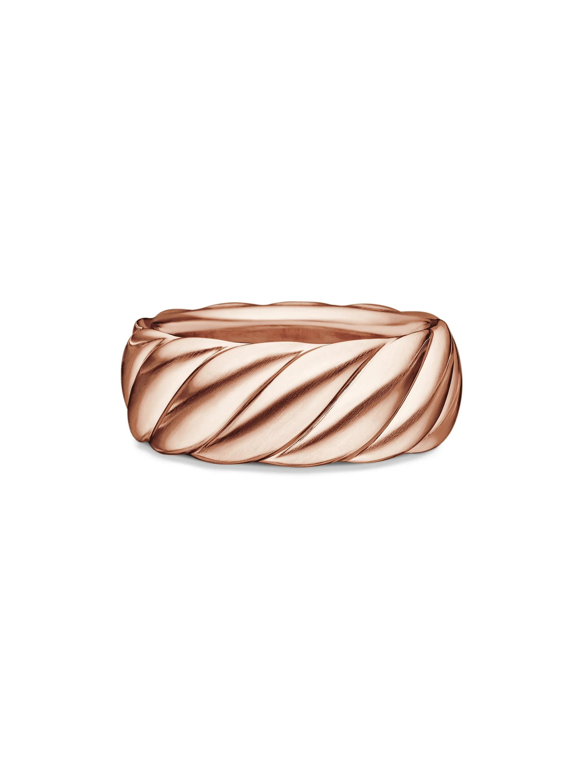 Men's Sculpted Cable Contour Band Ring in 18K Rose Gold, 9MM - Rose Gold - 1