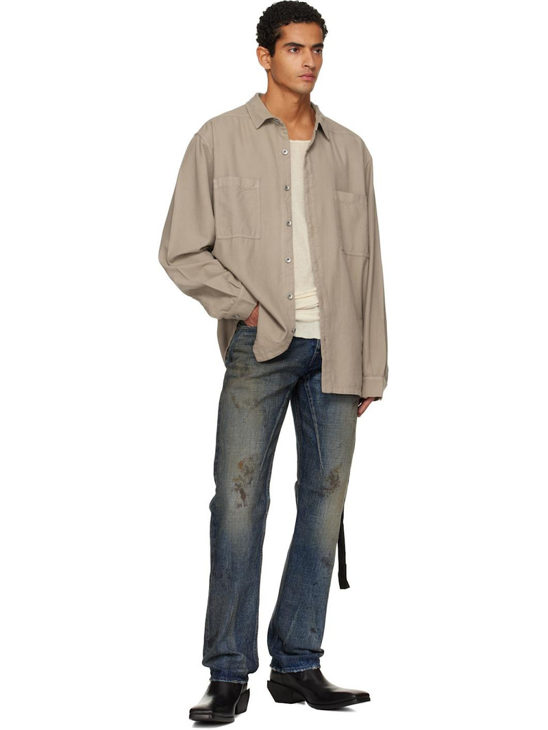 Rick Owens DRKSHDW Taupe Concordians Jumbo Shirt outlook