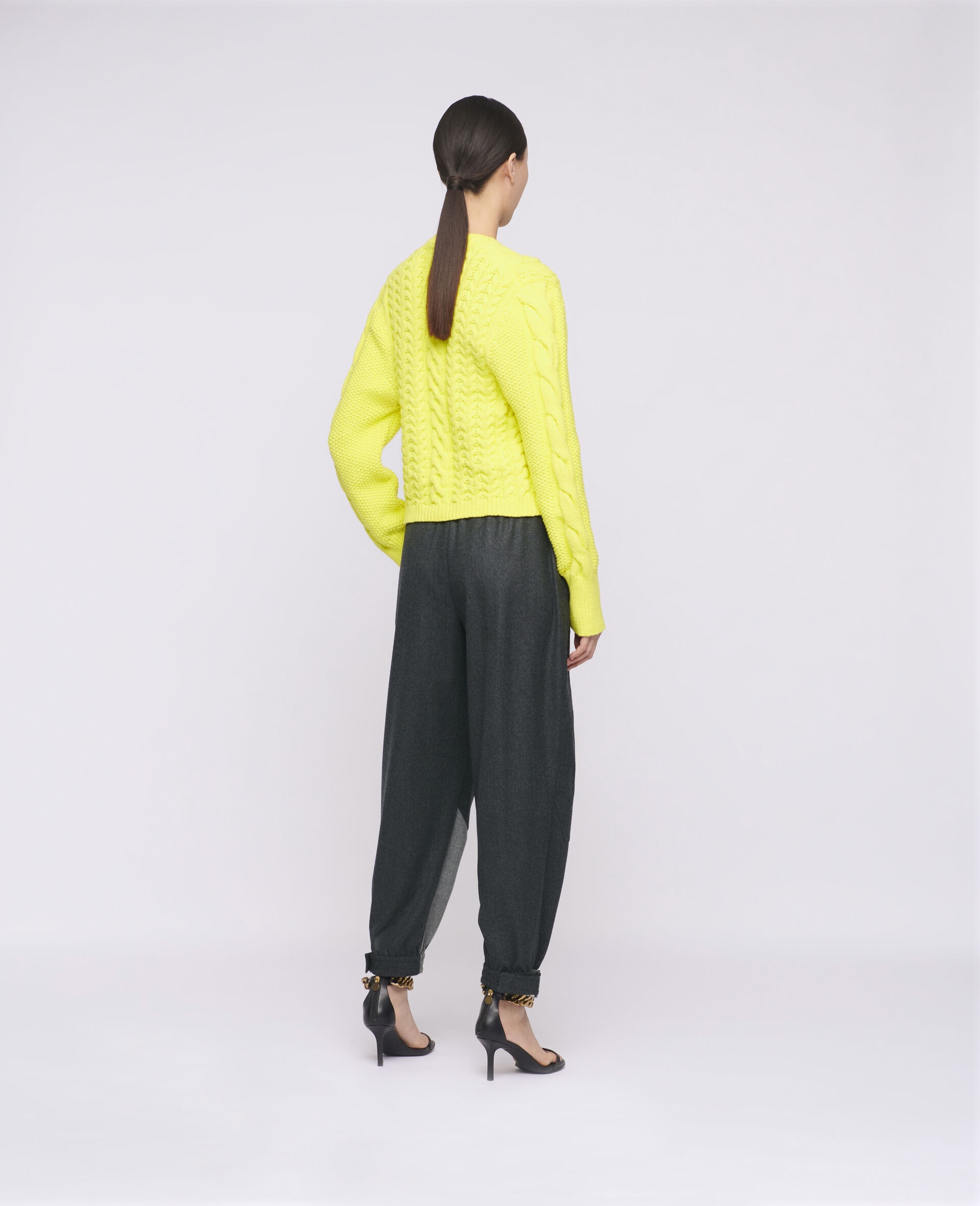Aran Stitch Cropped Sweater - 3