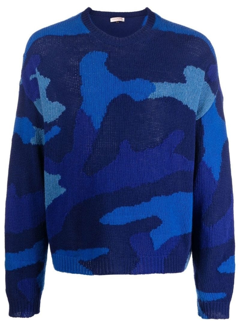 camouflage-motif intarsia-knit jumper - 1