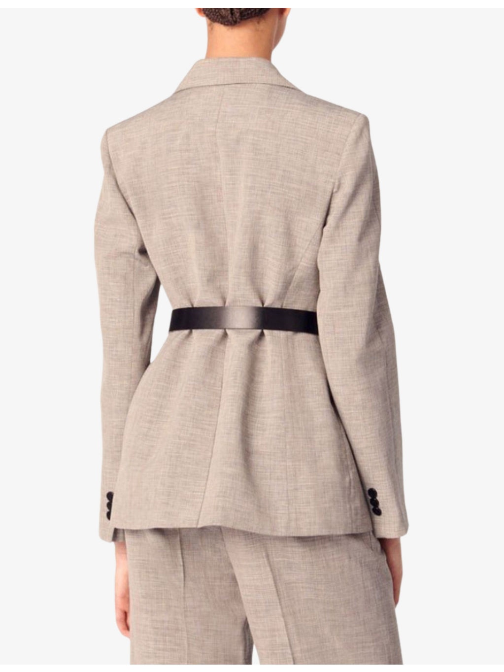 Belted Woven Suit Jacket - 4