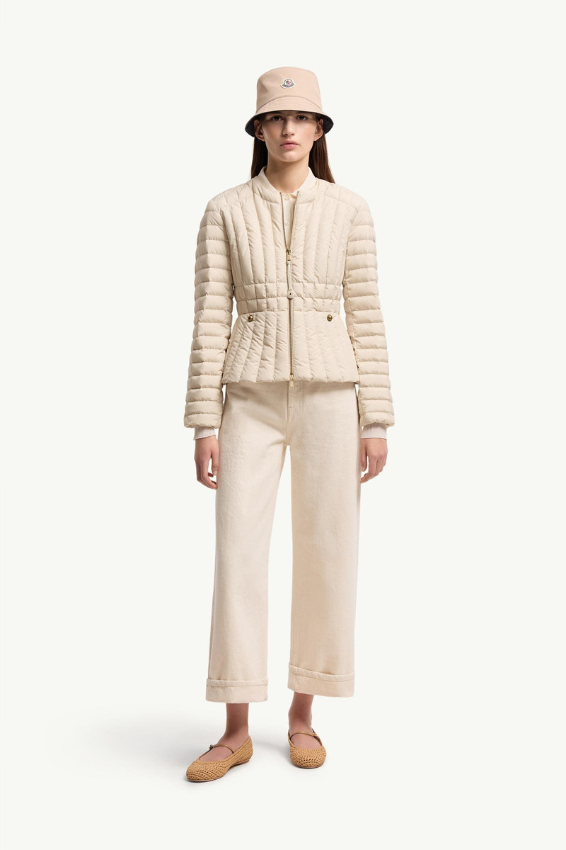 Moncler Menthe Vertical-Quilted Short Down Jacket outlook