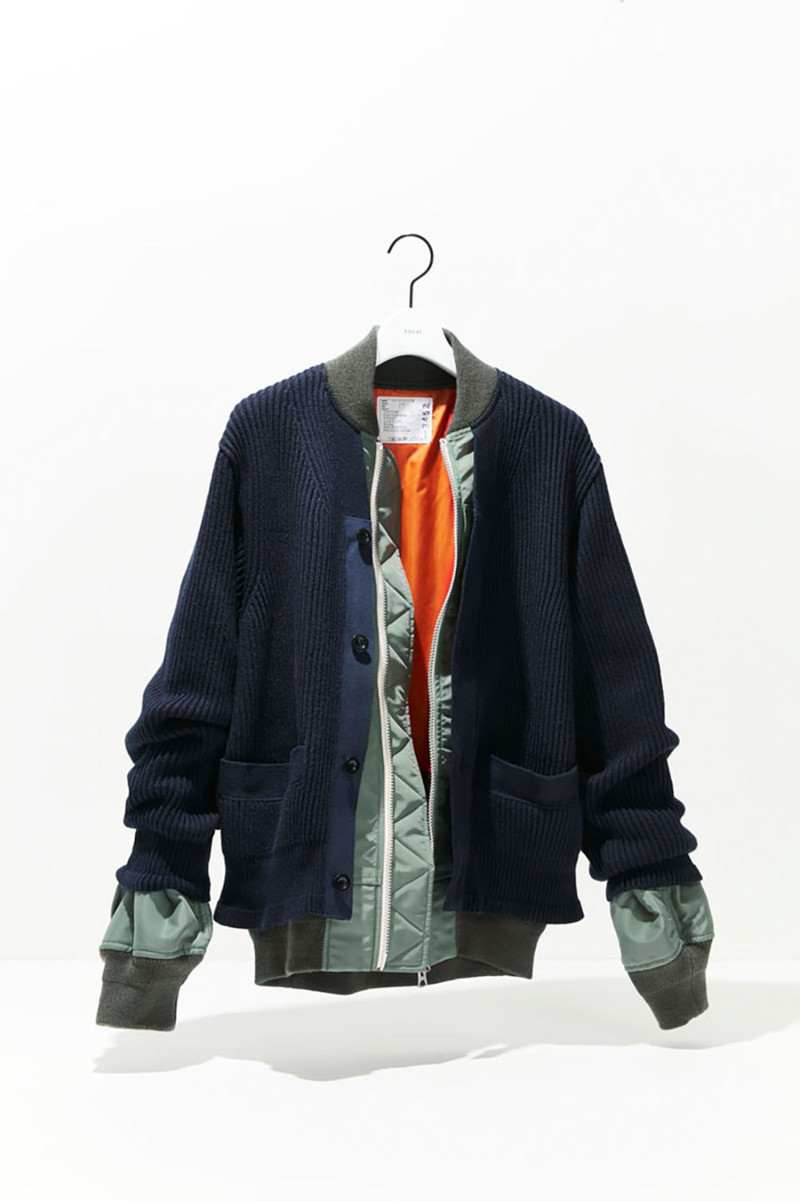 sacai Nylon Twill x Knit Cardigan outlook