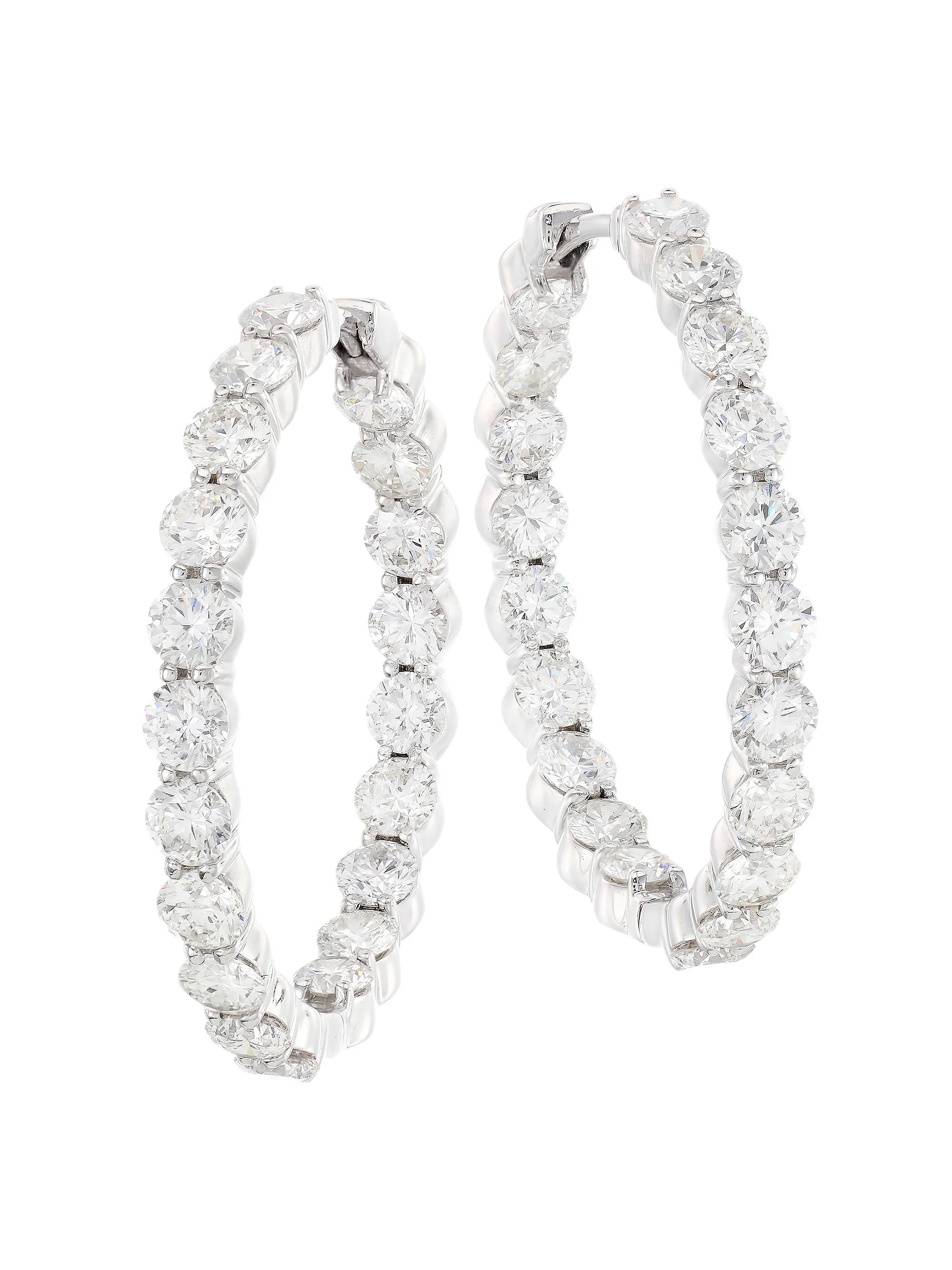 Women's 18K White Gold & 7.21 TCW Diamond Inside-Out Hoop Earrings - White Gold - 1