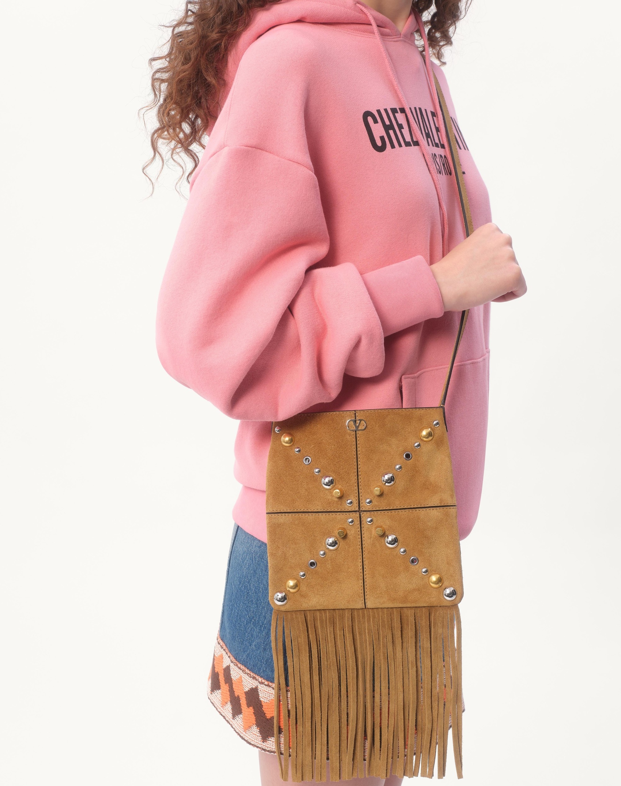 COTTON SWEATSHIRT WITH HOOD AND CHEZ VALENTINO PRINT - 3