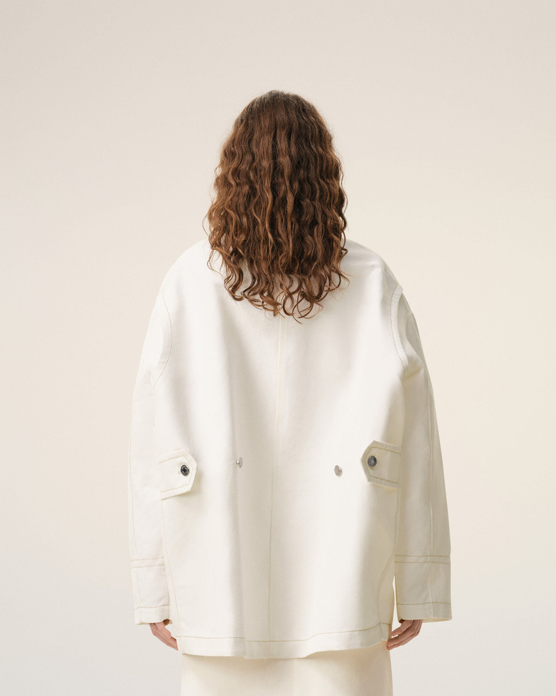 WHITE COTTON WORKER JACKET 5