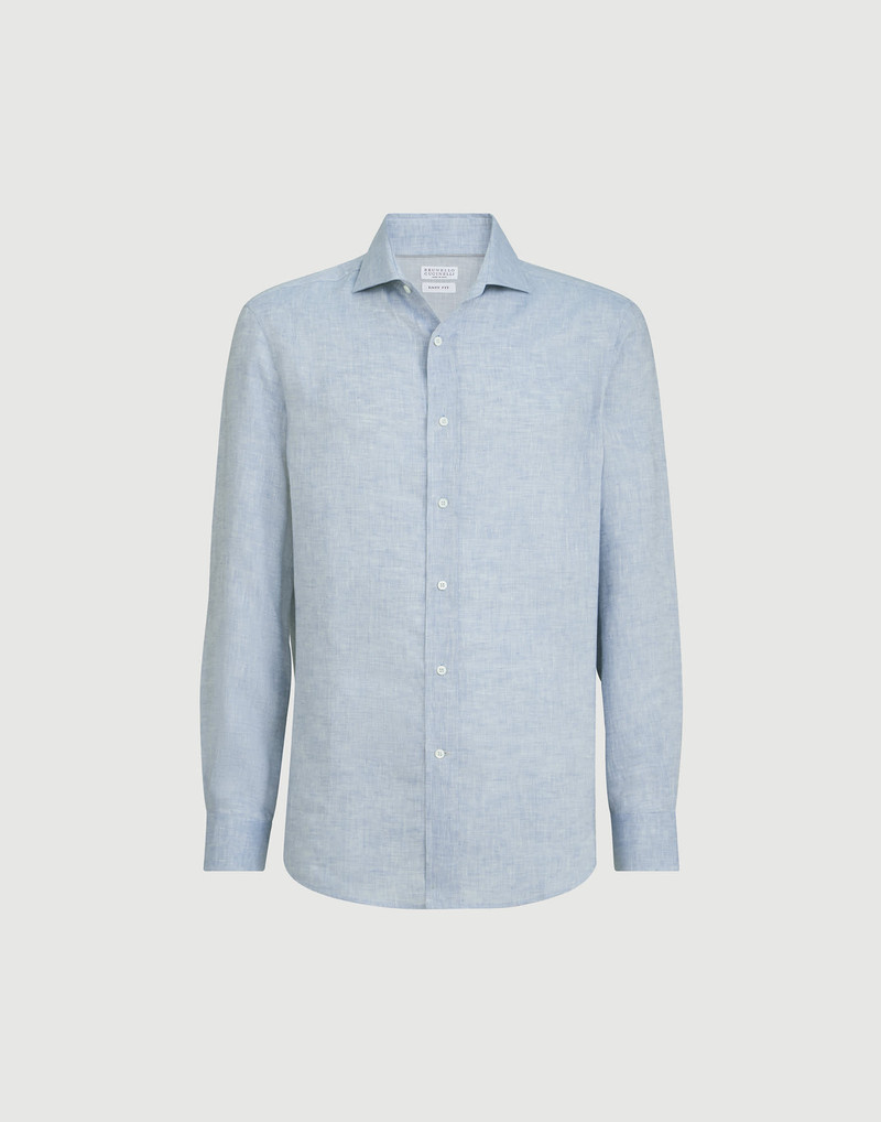 Linen easy fit shirt with spread collar 1