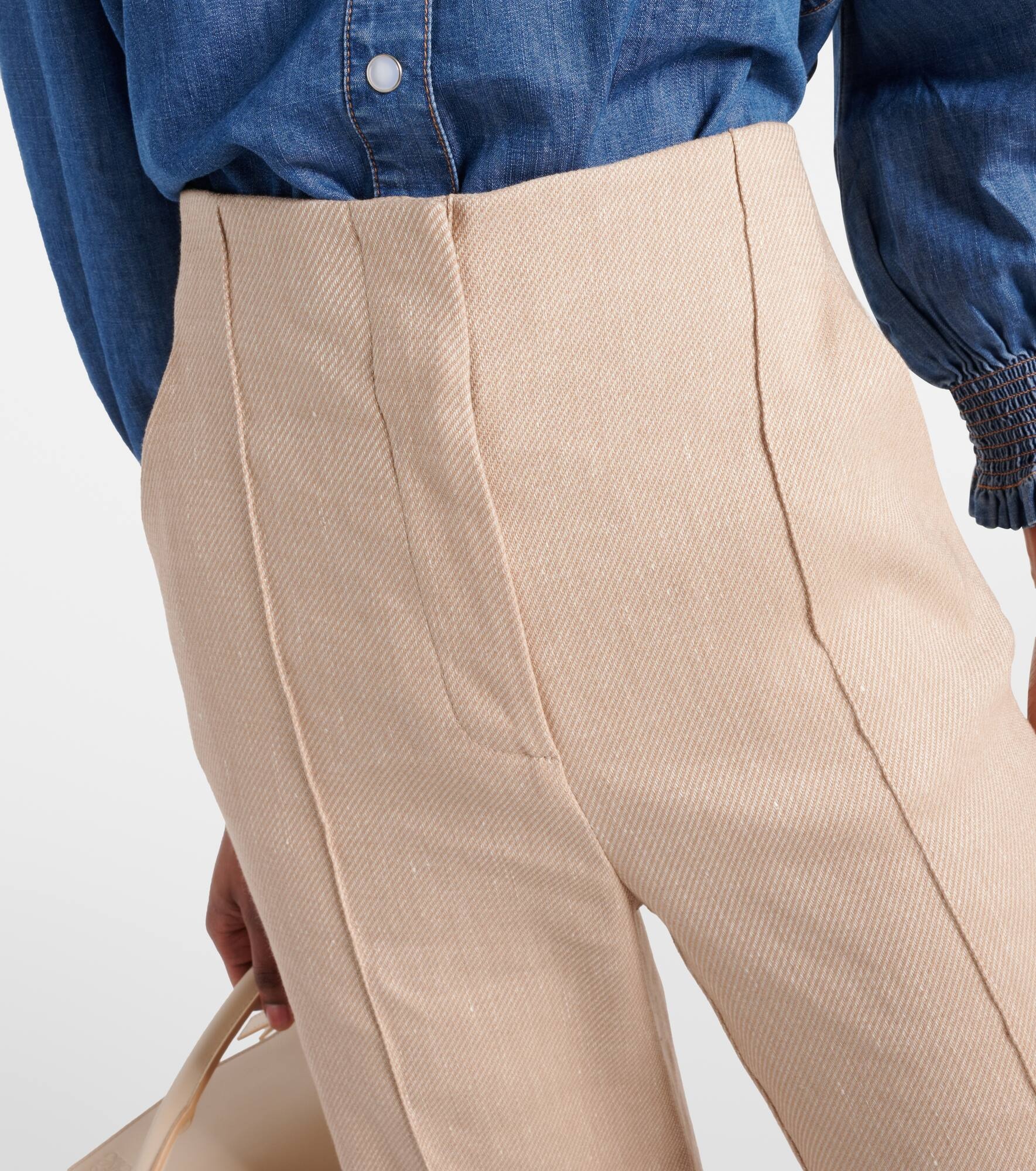 Komi linen-blend twill flared pants - 4