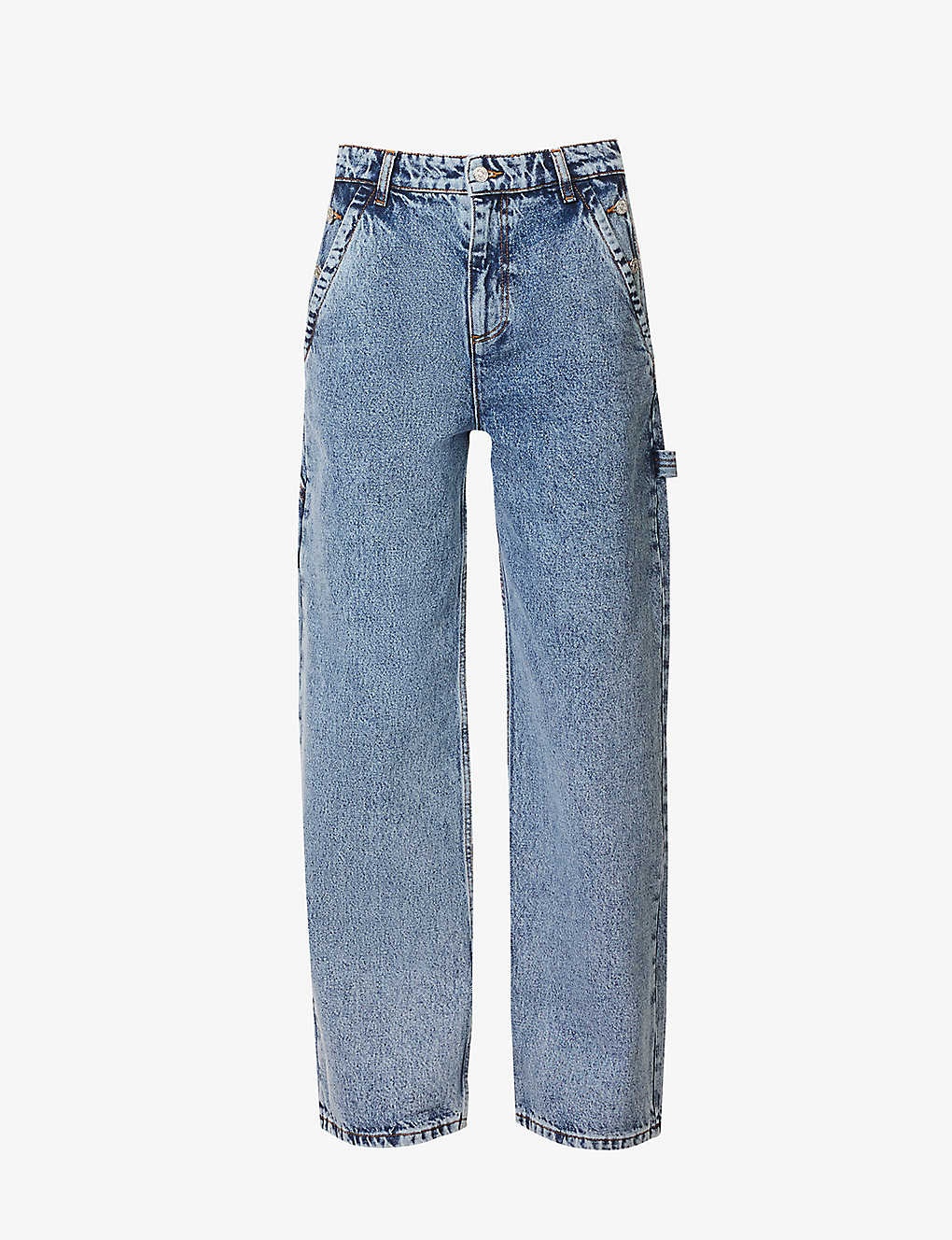 Acid-wash straight-leg mid-rise jeans - 1