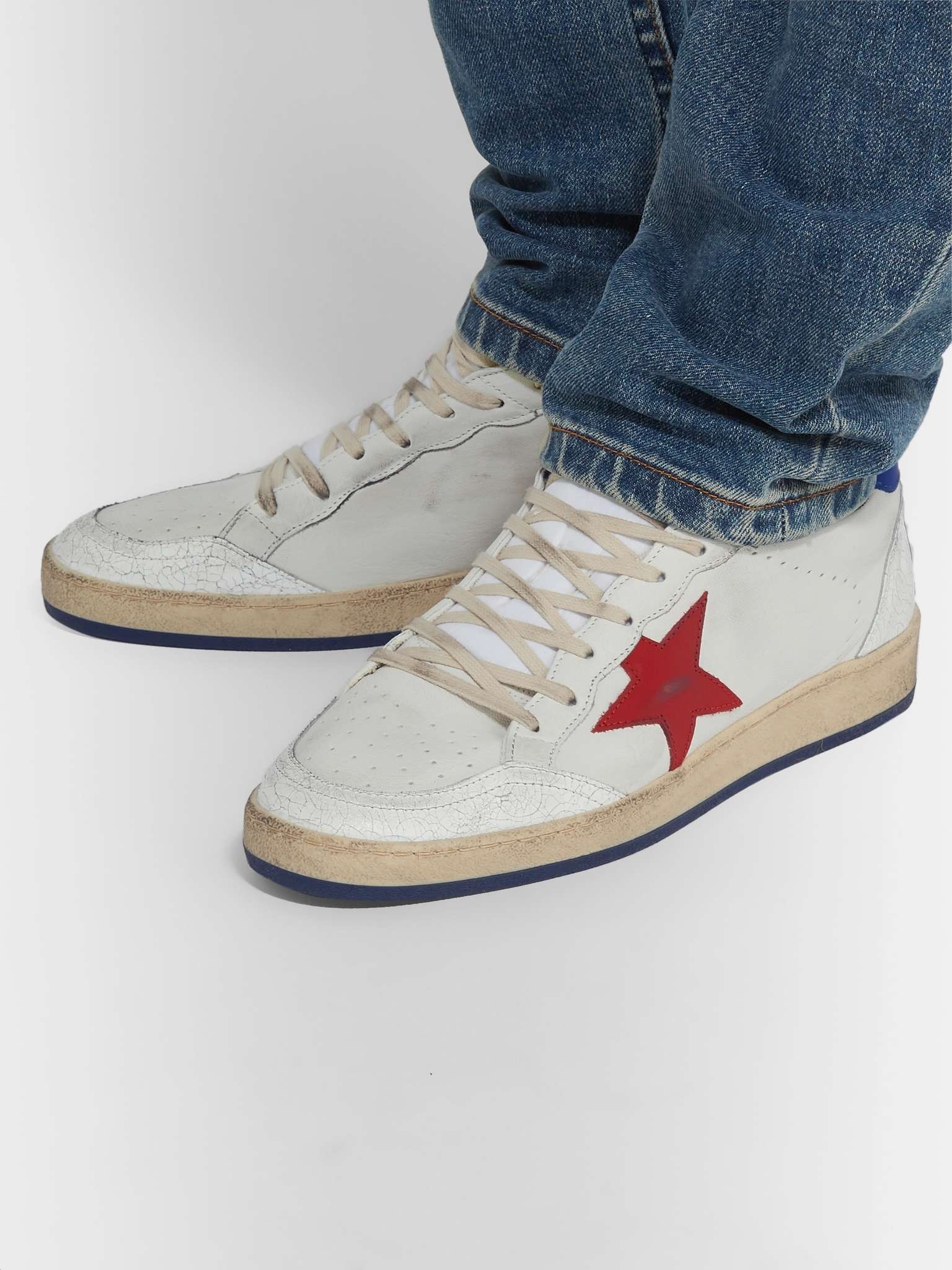 Ball Star Distressed Leather Sneakers - 2