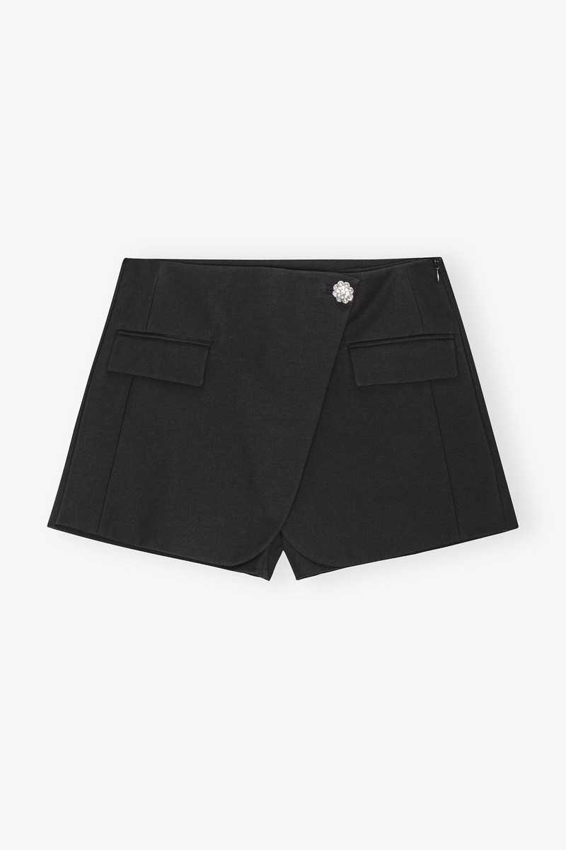 BLACK HEAVY COTTON TAILORING SHORTS 1
