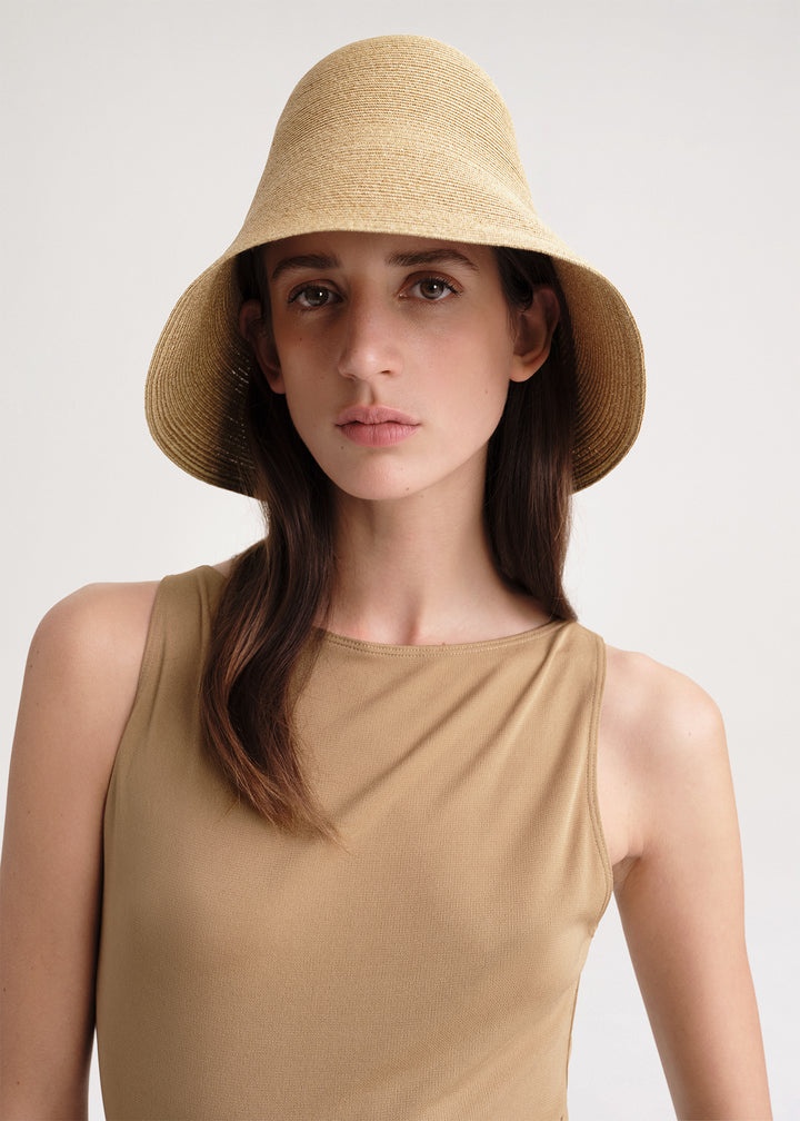 Woven paper straw hat crème - 3