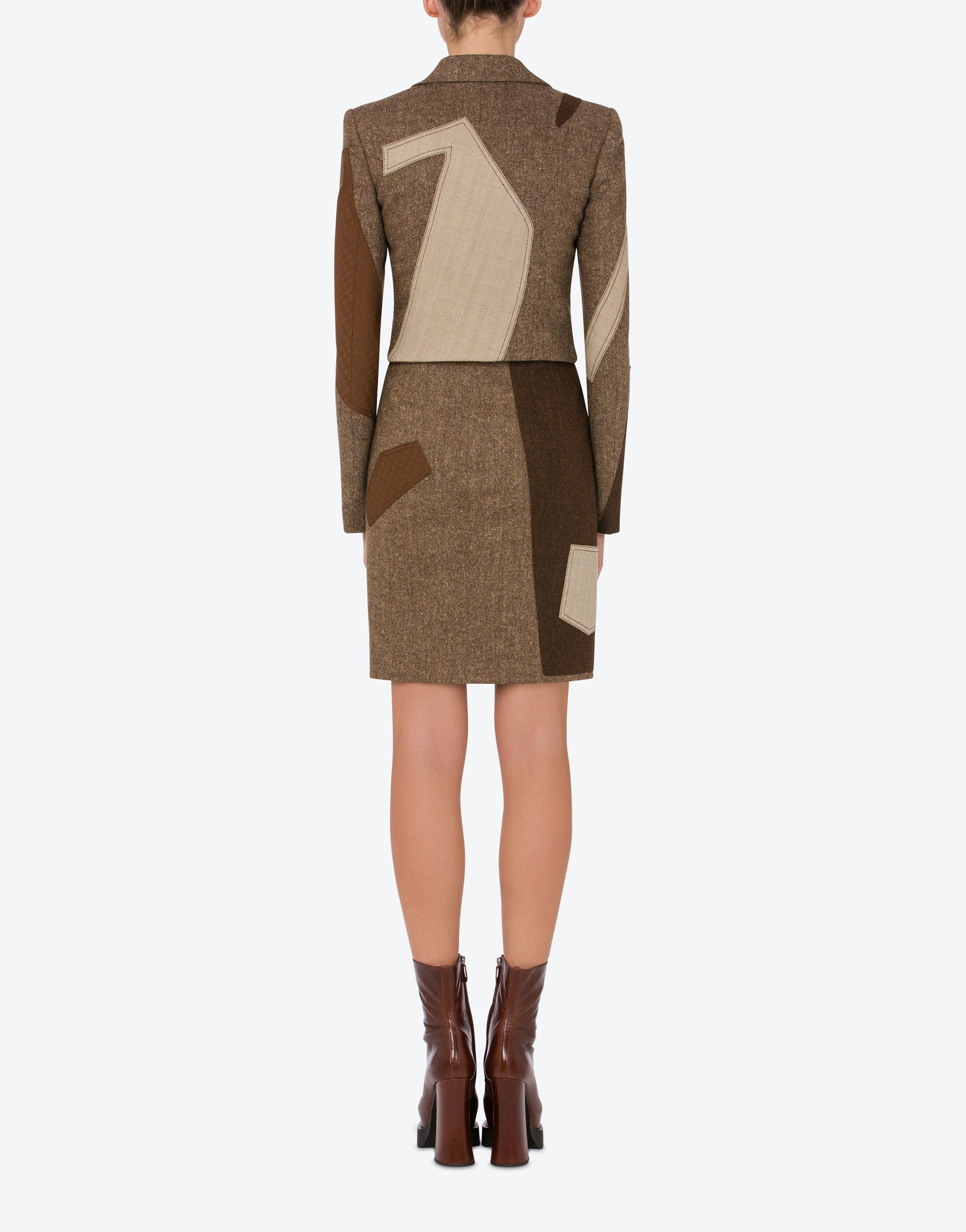 PATCHWORK CROPPED WOOL BLEND JACKET - 3