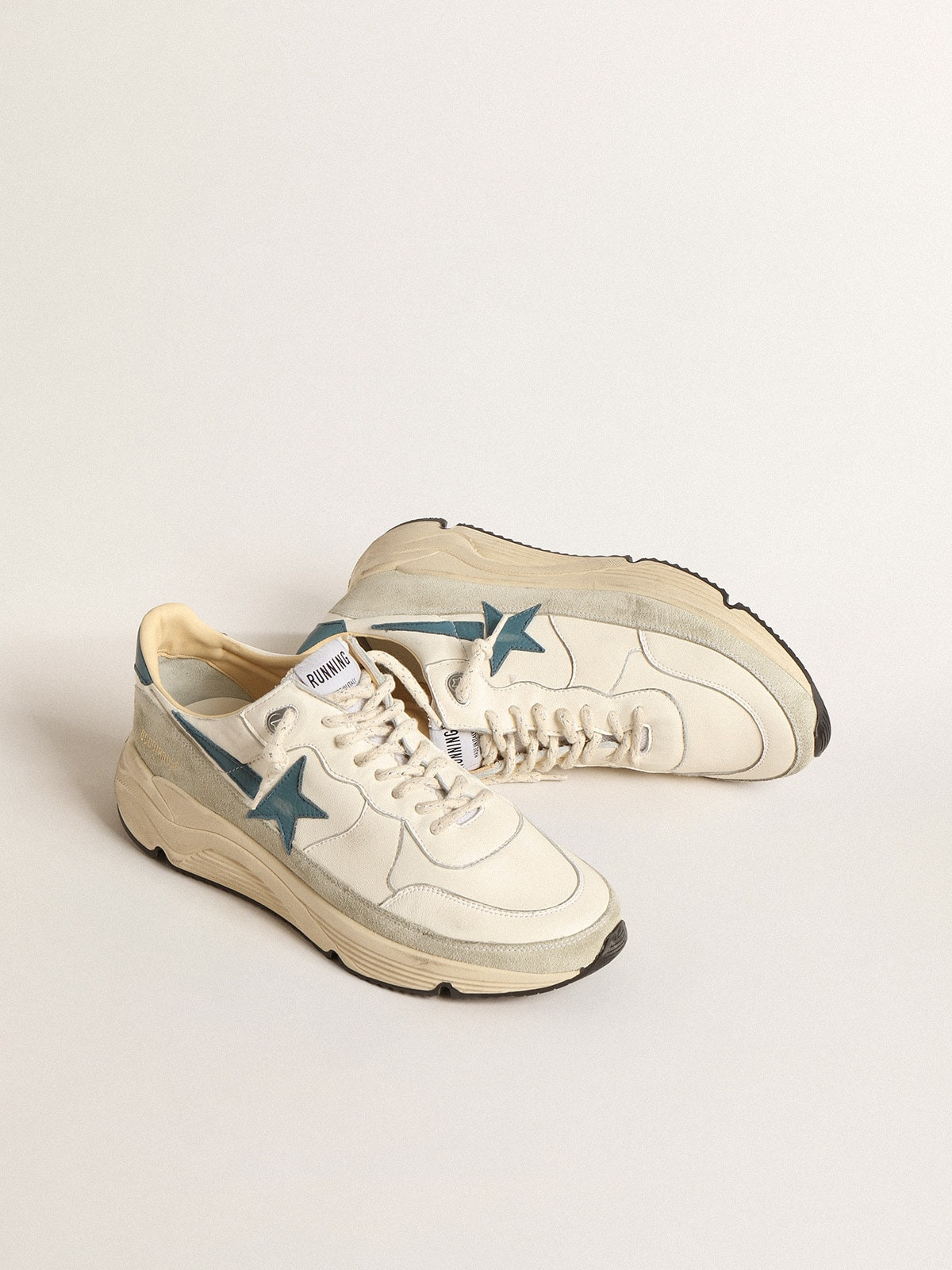 Running Sole in nappa with blue leather star and suede insert - 2