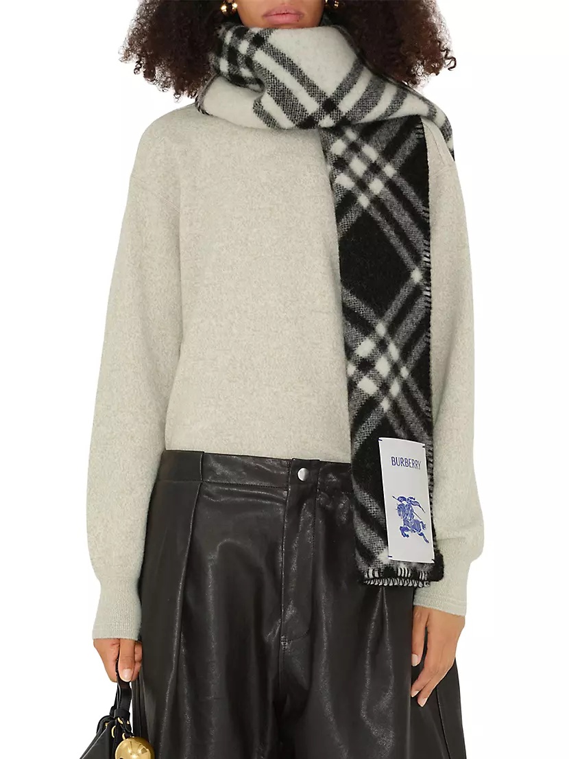 スカーフ Burberry Tri Bar Scarf - Burberry - Wool - Black Burberry Tri-Bar Check Wool Scarf | Neiman Marcus