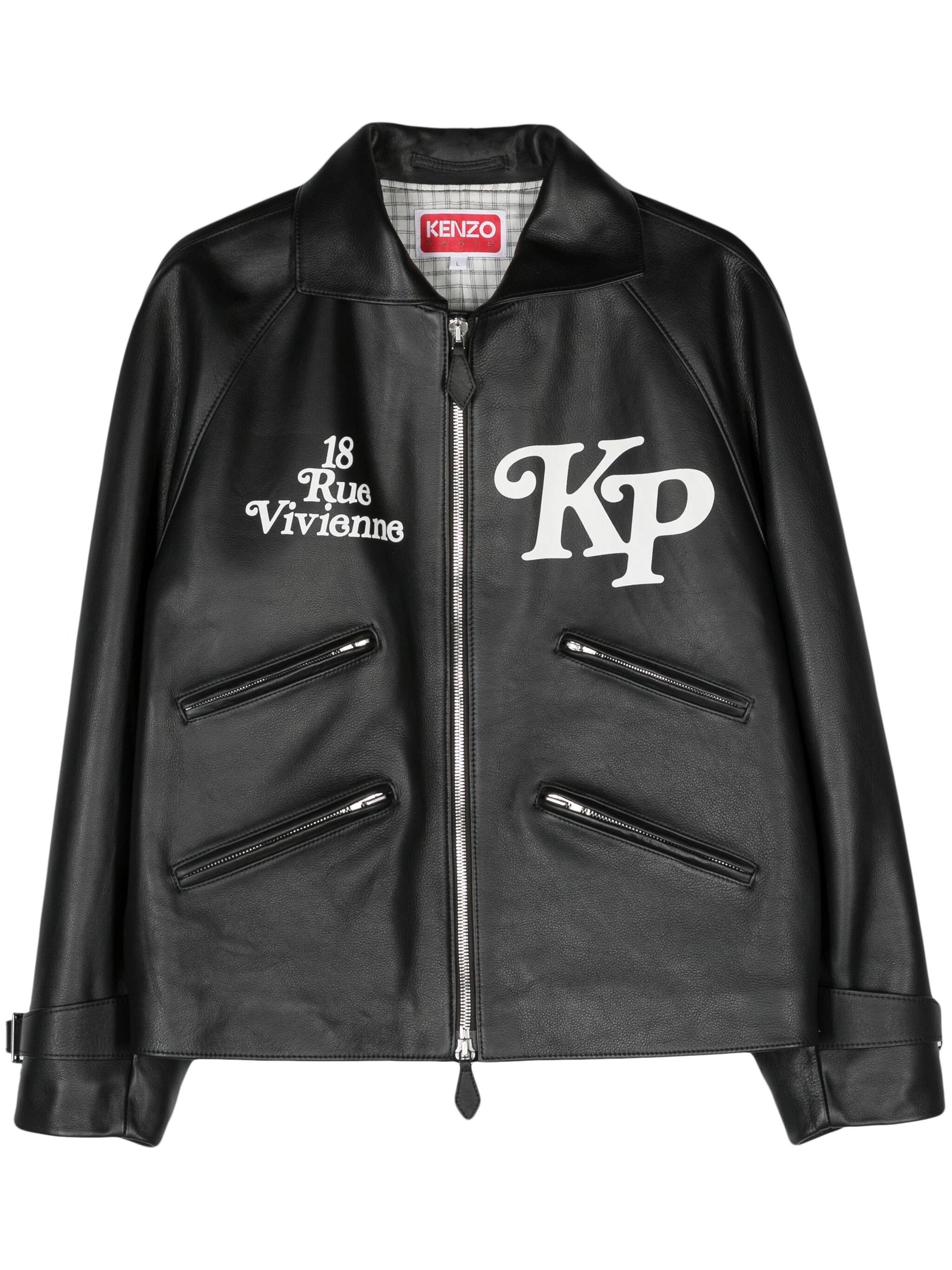 X VERDY LOGO-PRINT LEATHER JACKET - 1
