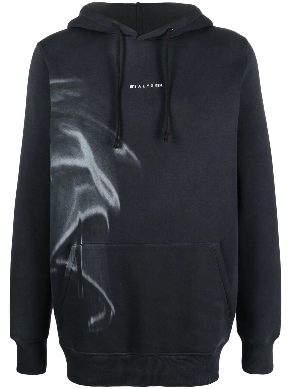 smoke-print drawstring hoodie - 1