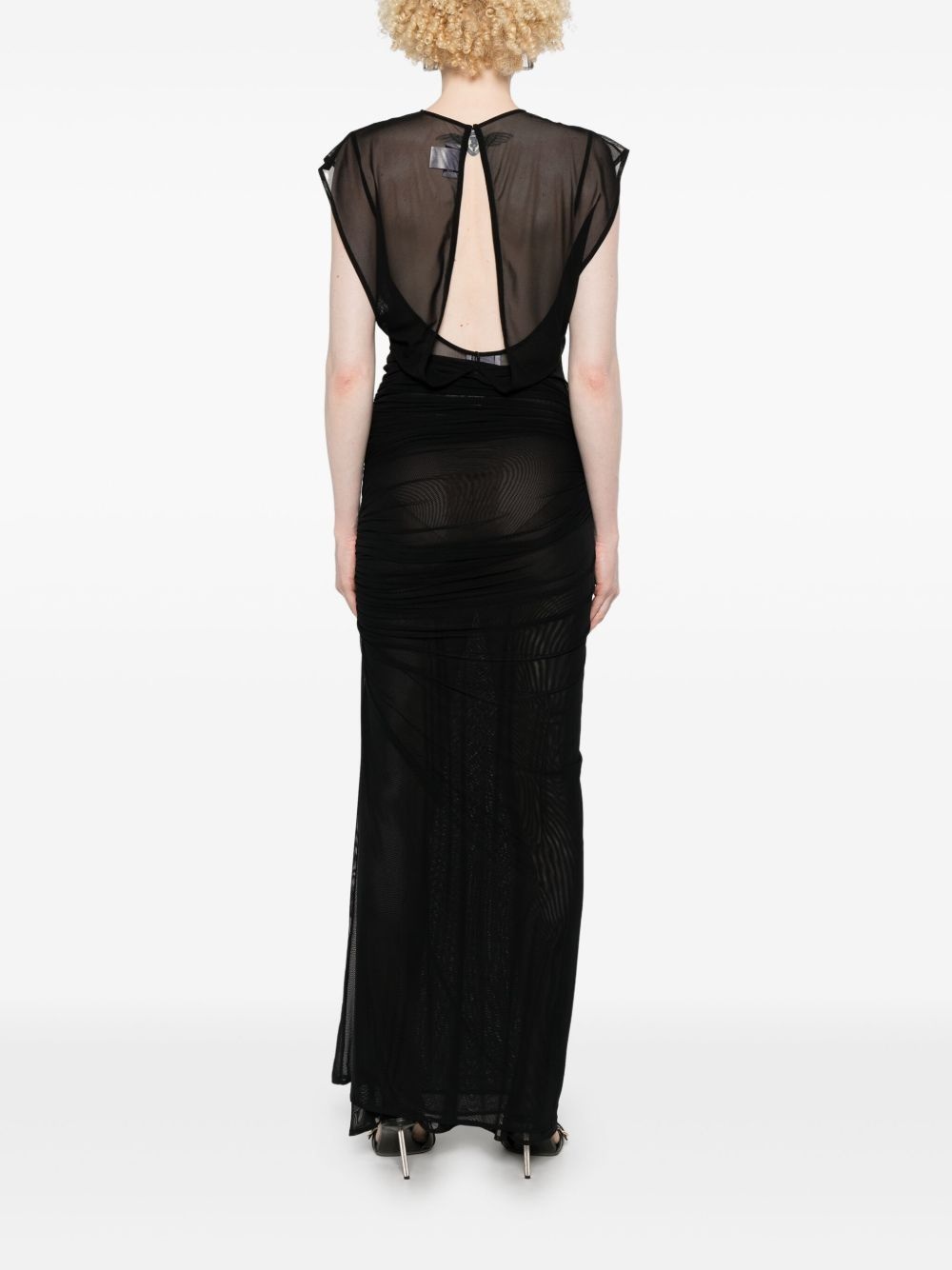 flocked-logo maxi dress - 4