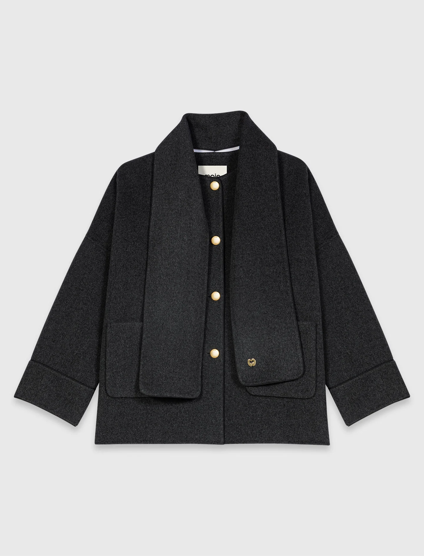 Coat with removable scarf - 1