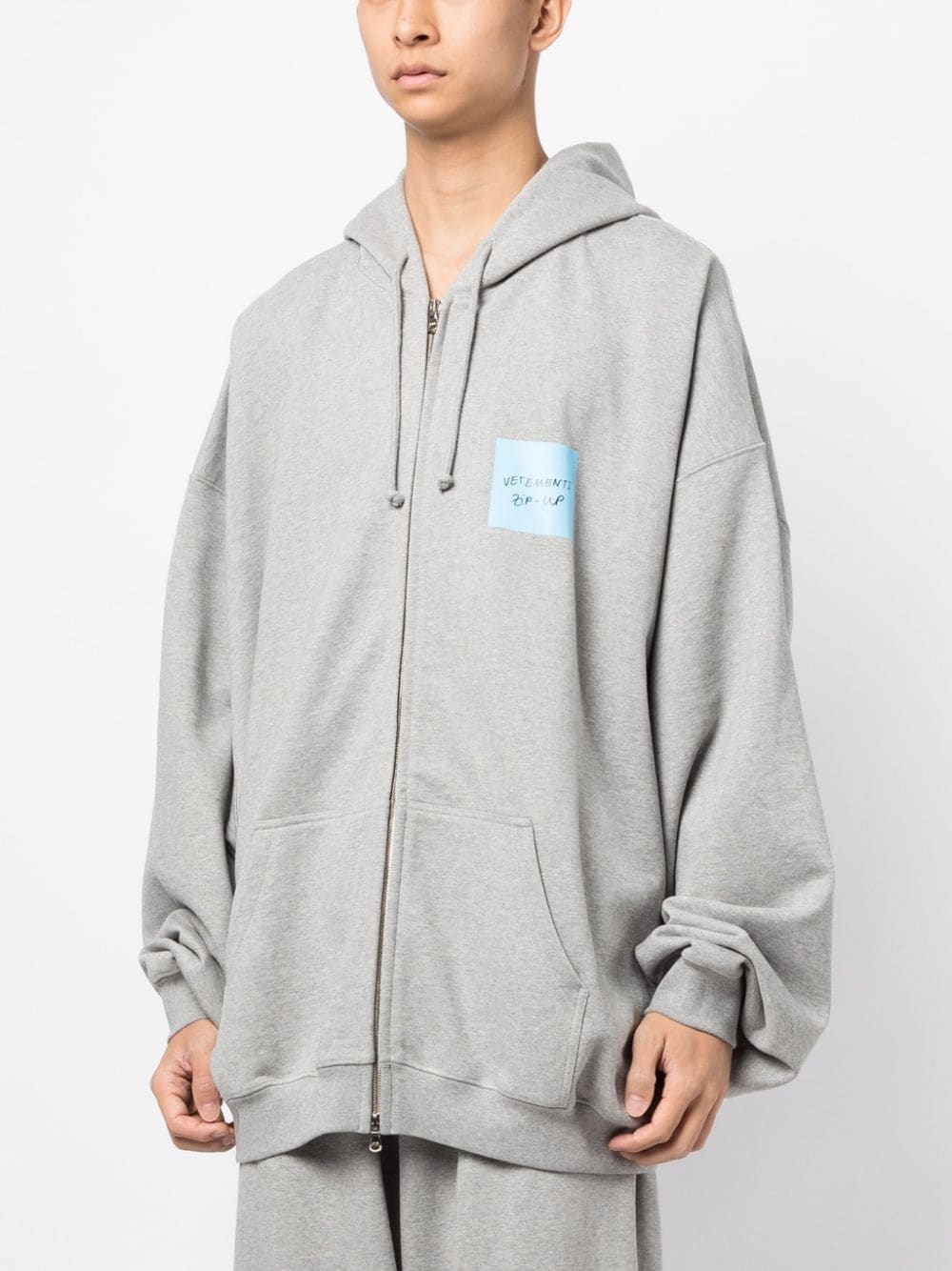 logo-print zip-up hoodie - 3