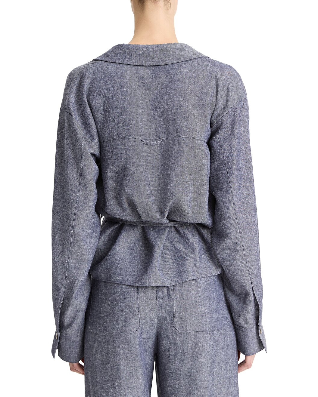 Vince Collared Linen-Blend Wrap Top - 2