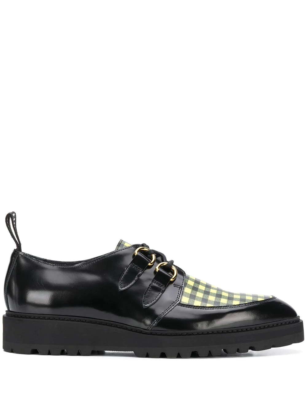 gingham-panel lace-up Derby shoes - 1