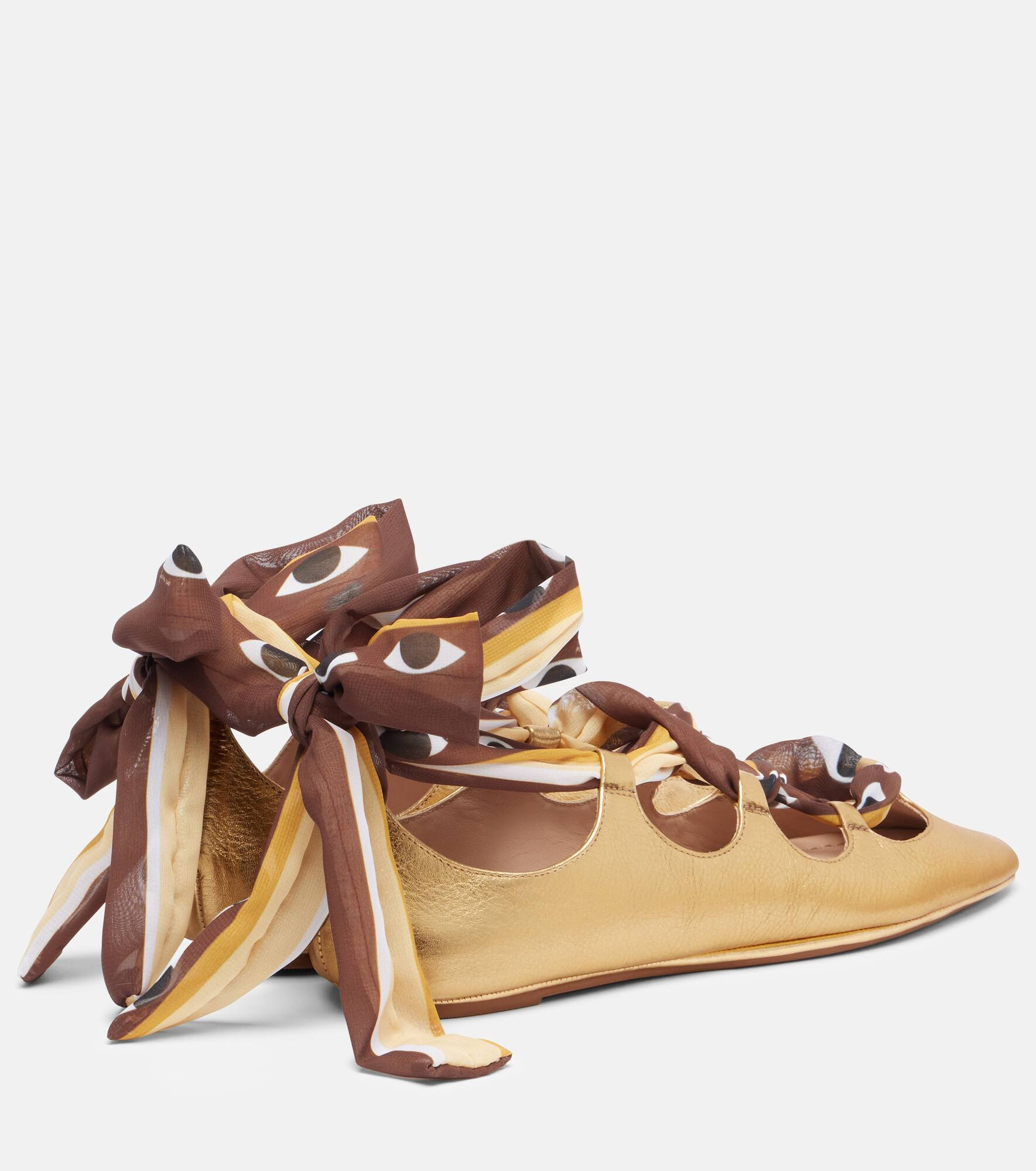 Lace-up leather ballet flats - 2