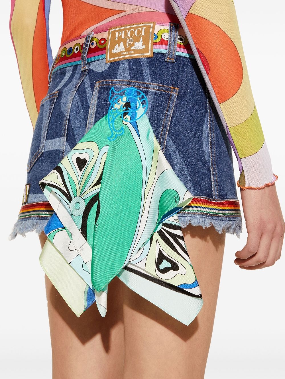 Marmo-print denim skirt - 5