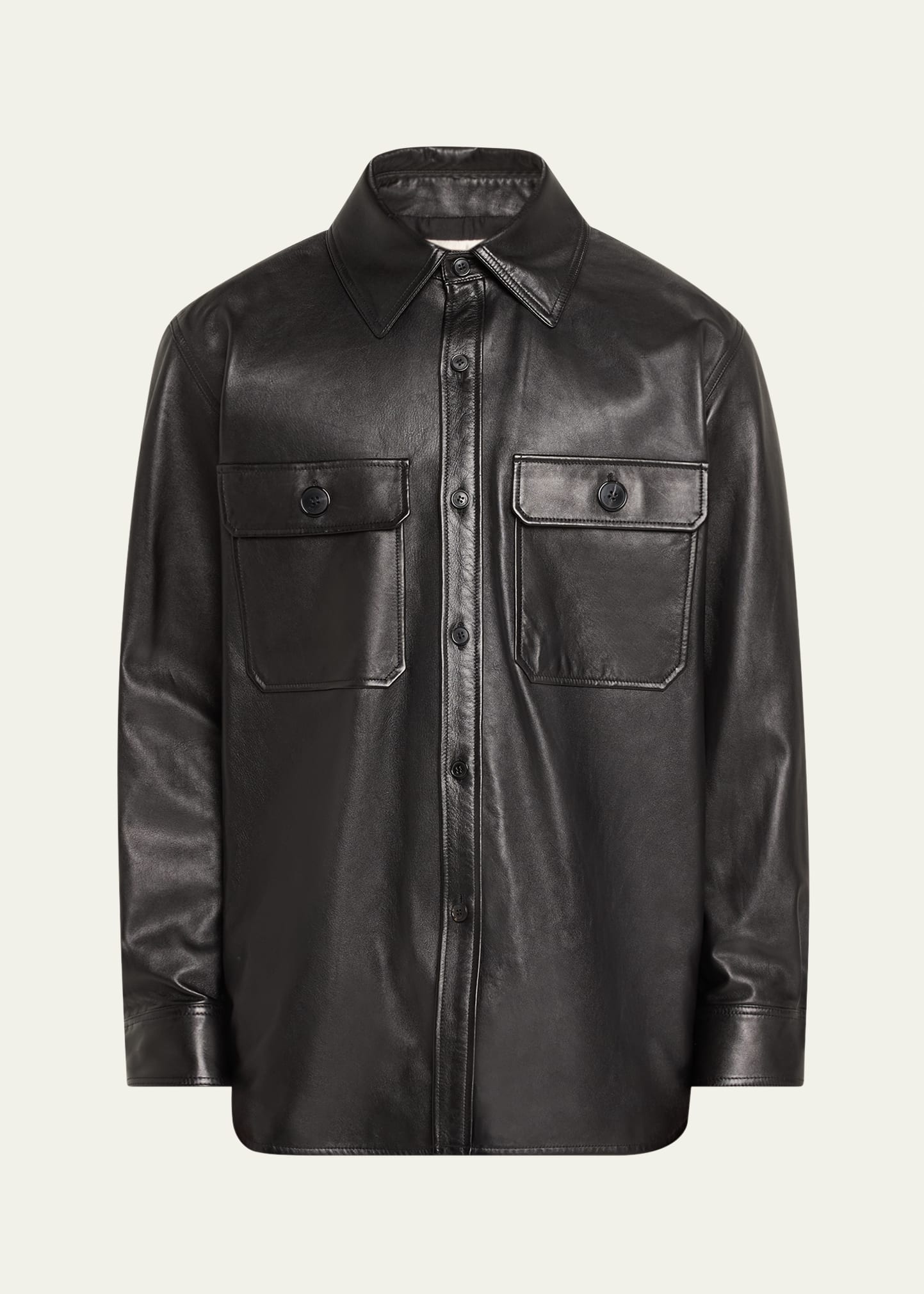 Men's 2-Pocket Leather Overshirt - 1