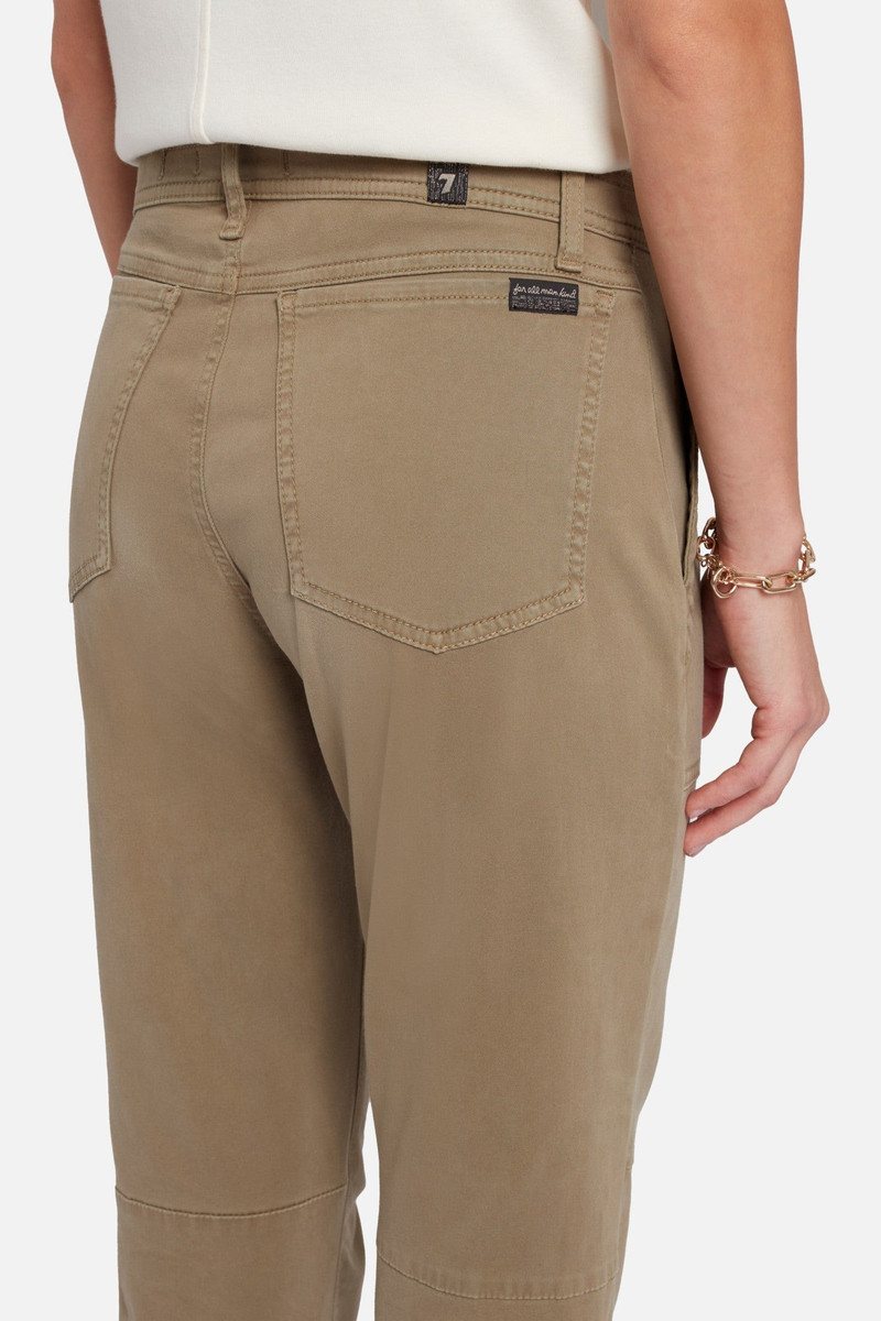 Darted Boyfriend Jogger in Sateen Army 6
