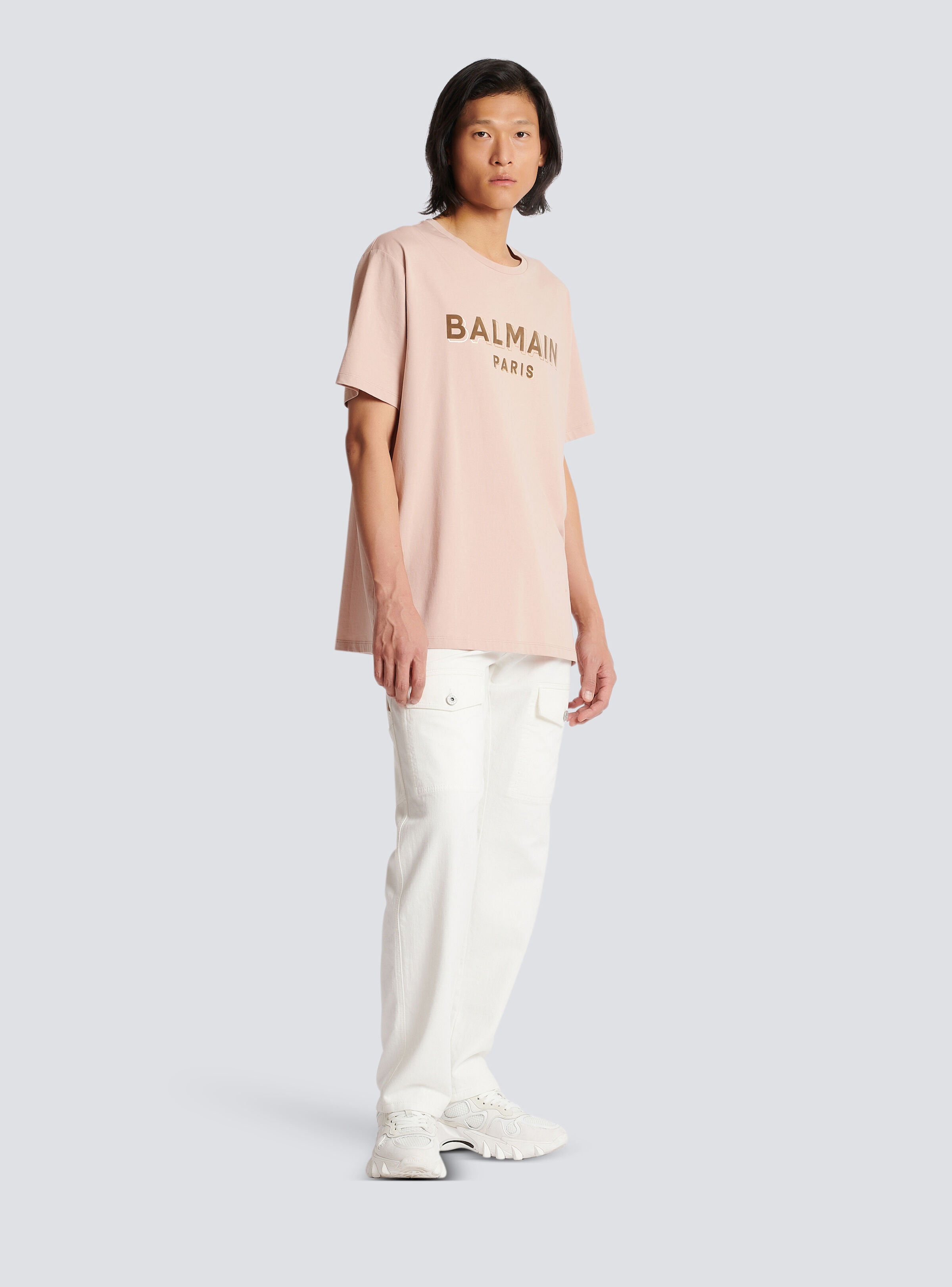 Flocked Balmain logo T-shirt - 3