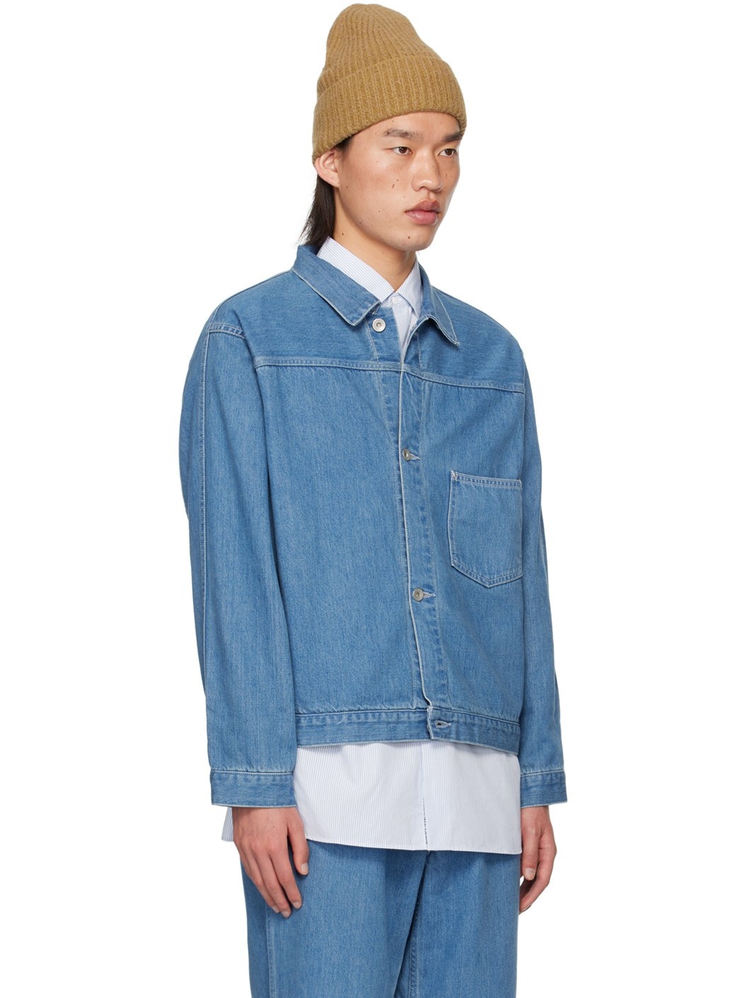 Blue Cropped Denim Jacket - 2