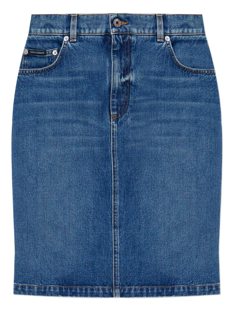 logo-plaque denim mini skirt 1