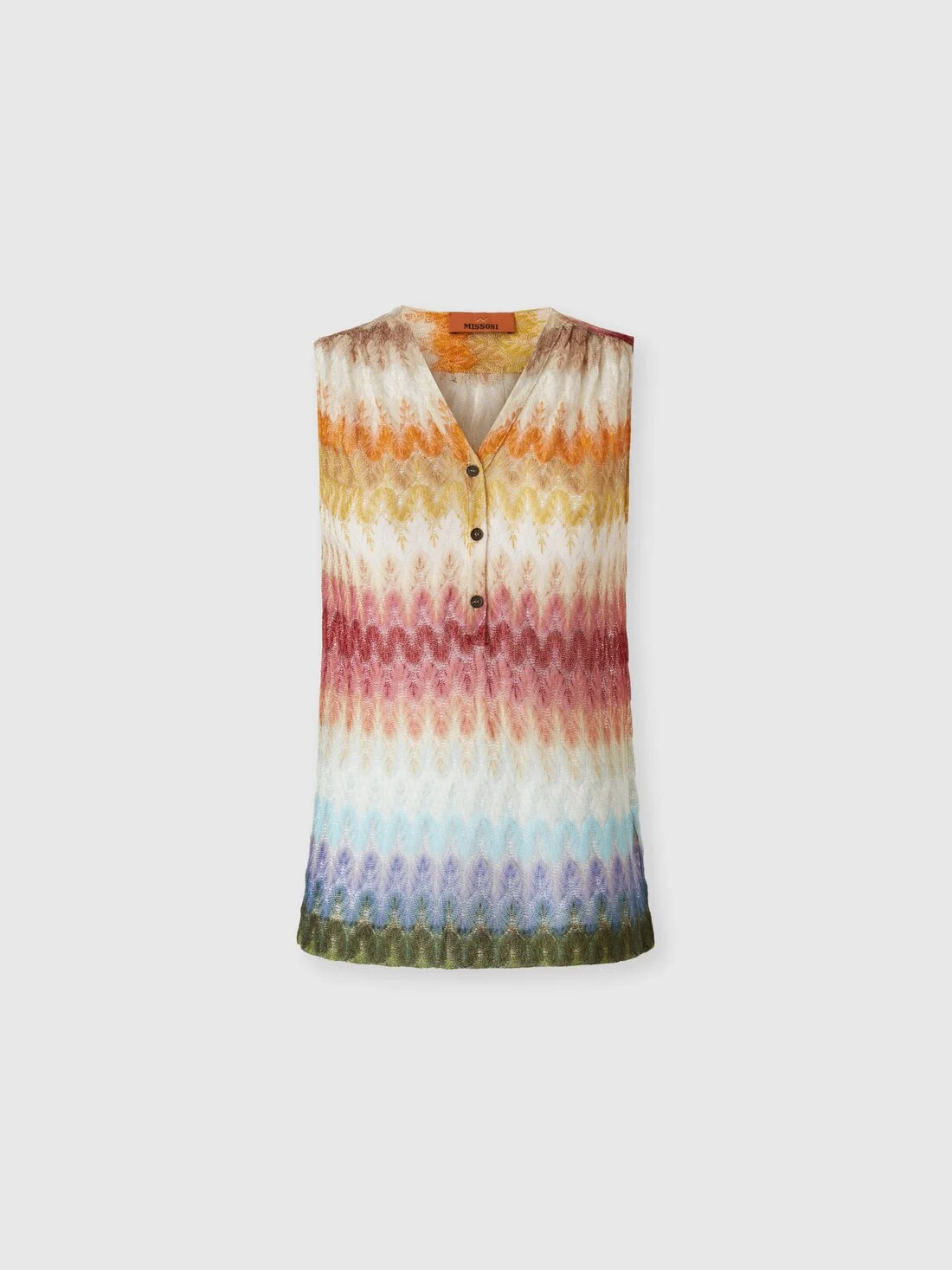 Sleeveless viscose lamé blouse with lace motif - 1