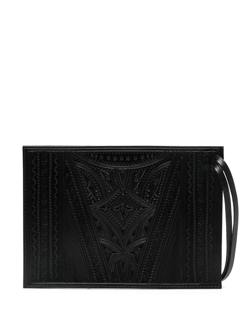 debossed-finish leather messenger bag 1