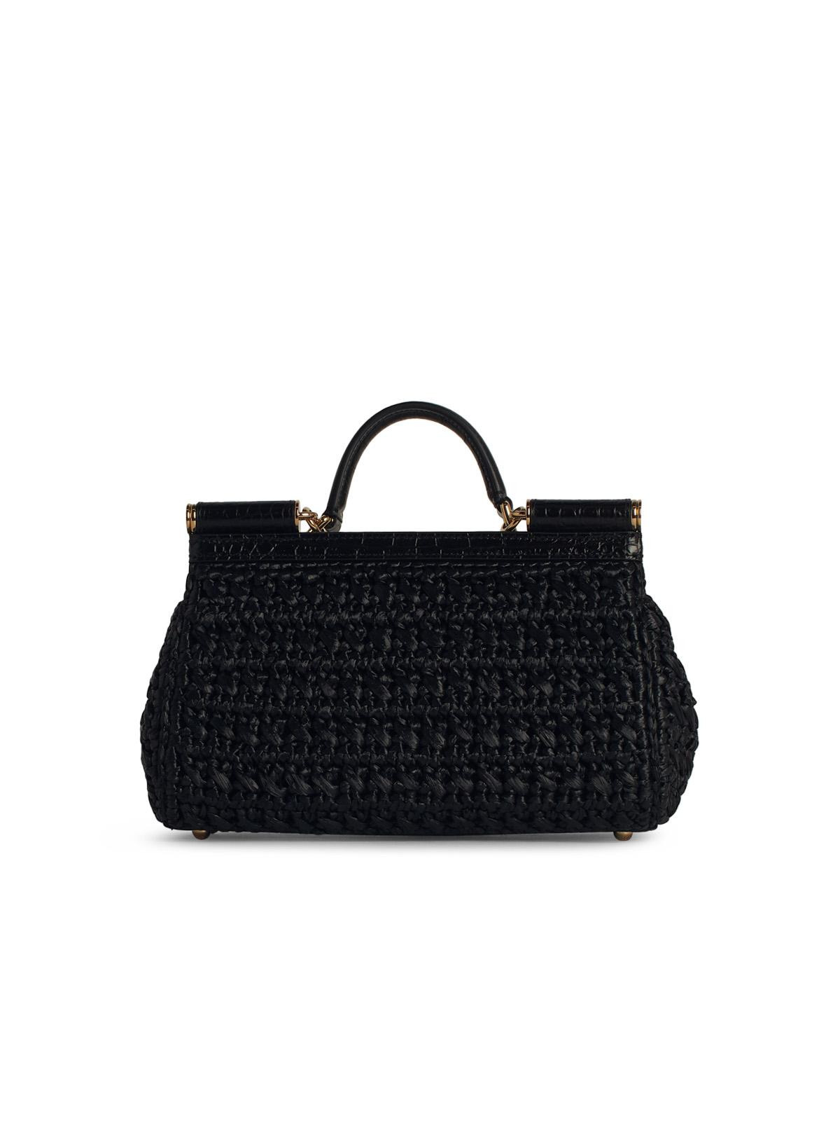 Dolce & Gabbana Small 'Sicily' Black Raffia Blend Bag Women - 3