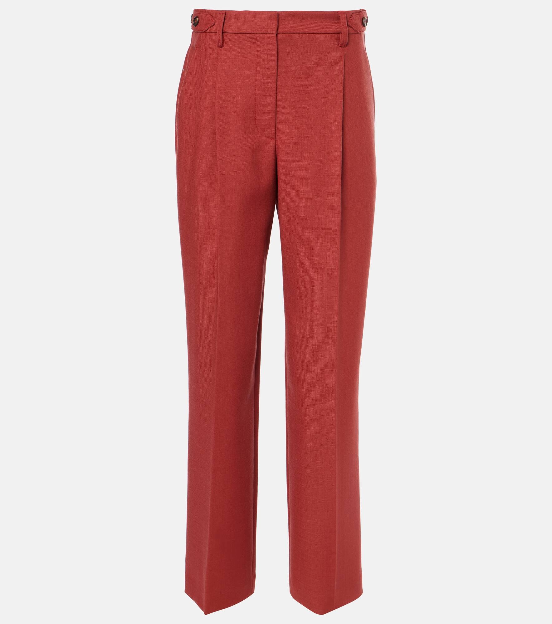 High-rise wool straight pants - 1