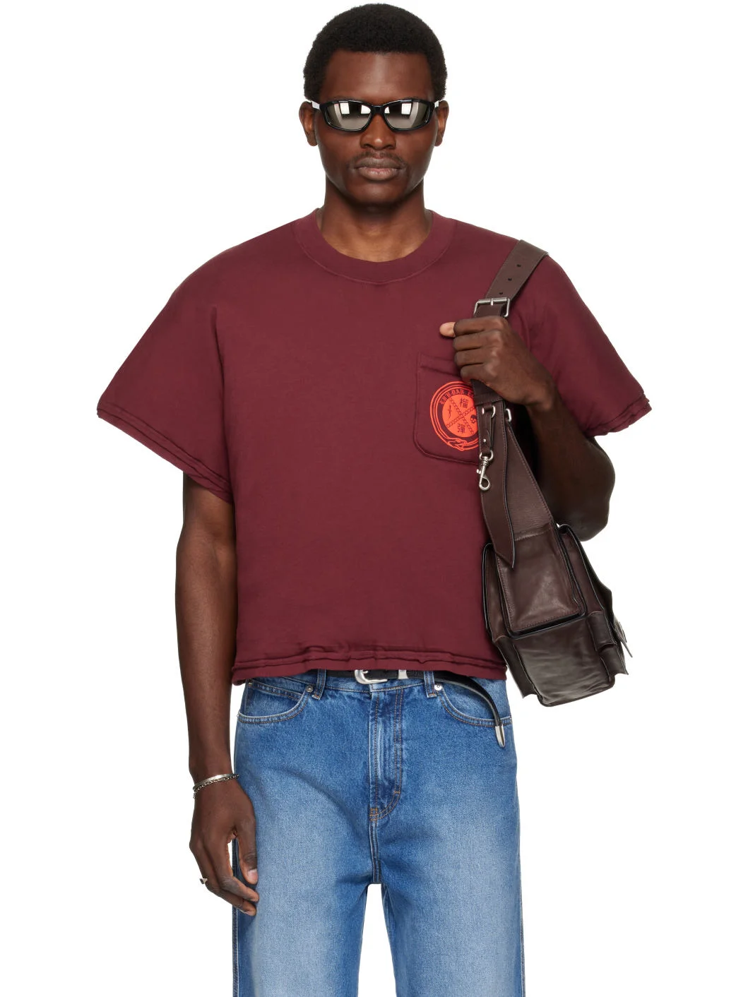 Burgundy Wadded Pocket T-shirt - 1