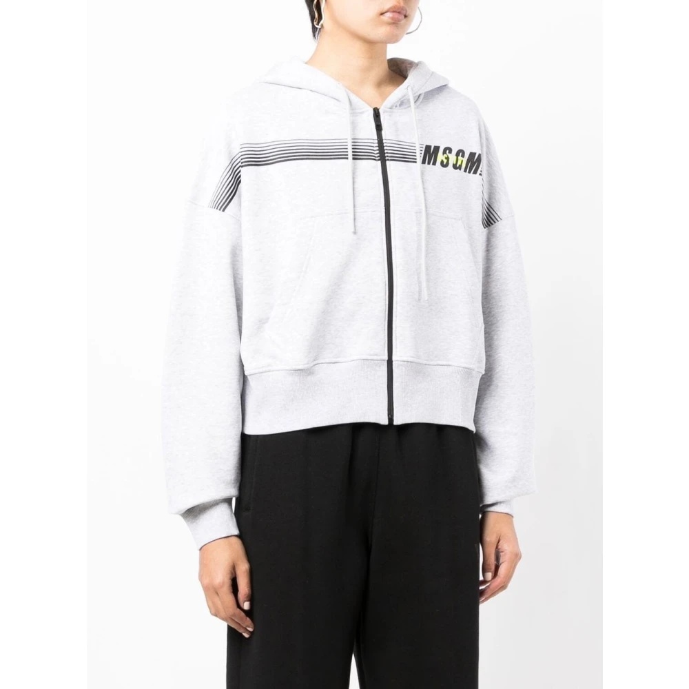 MSGM｜HOOD/ZIP-UP (3540MM130 237799 99) MSGM Kids logo-print zip-up Hoodie | Neutrals | FARFETCH
