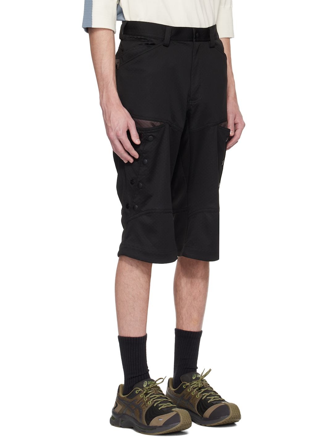 Black & Black Inex Snap Shorts - 2