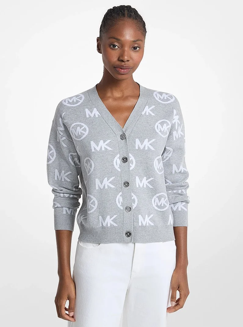 Logo Jacquard Cotton Blend Cardigan - 1