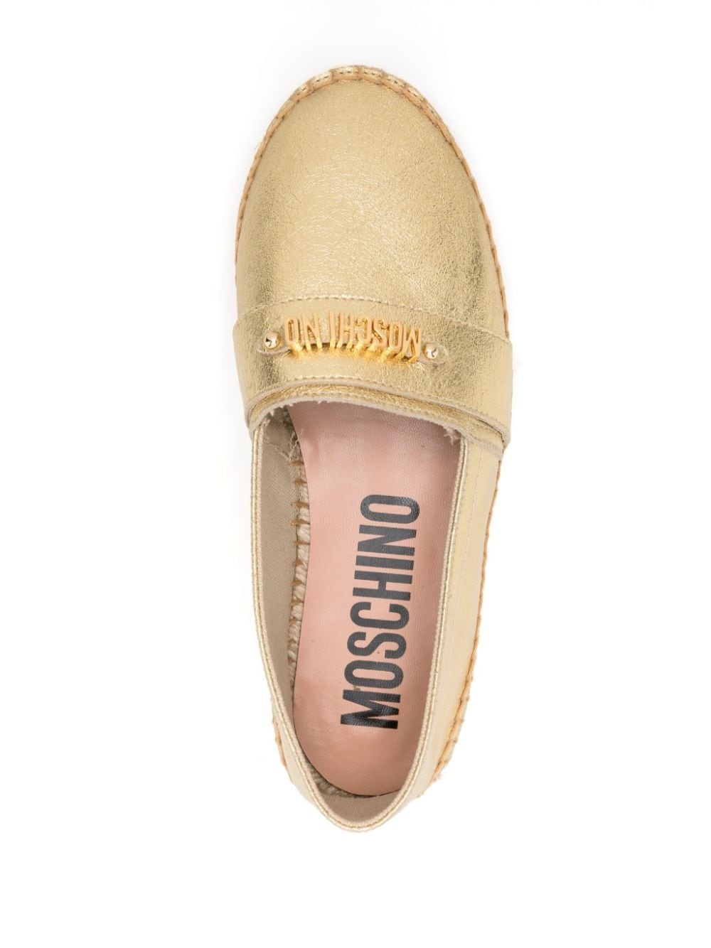 logo-lettering metallic leather espadrilles - 4
