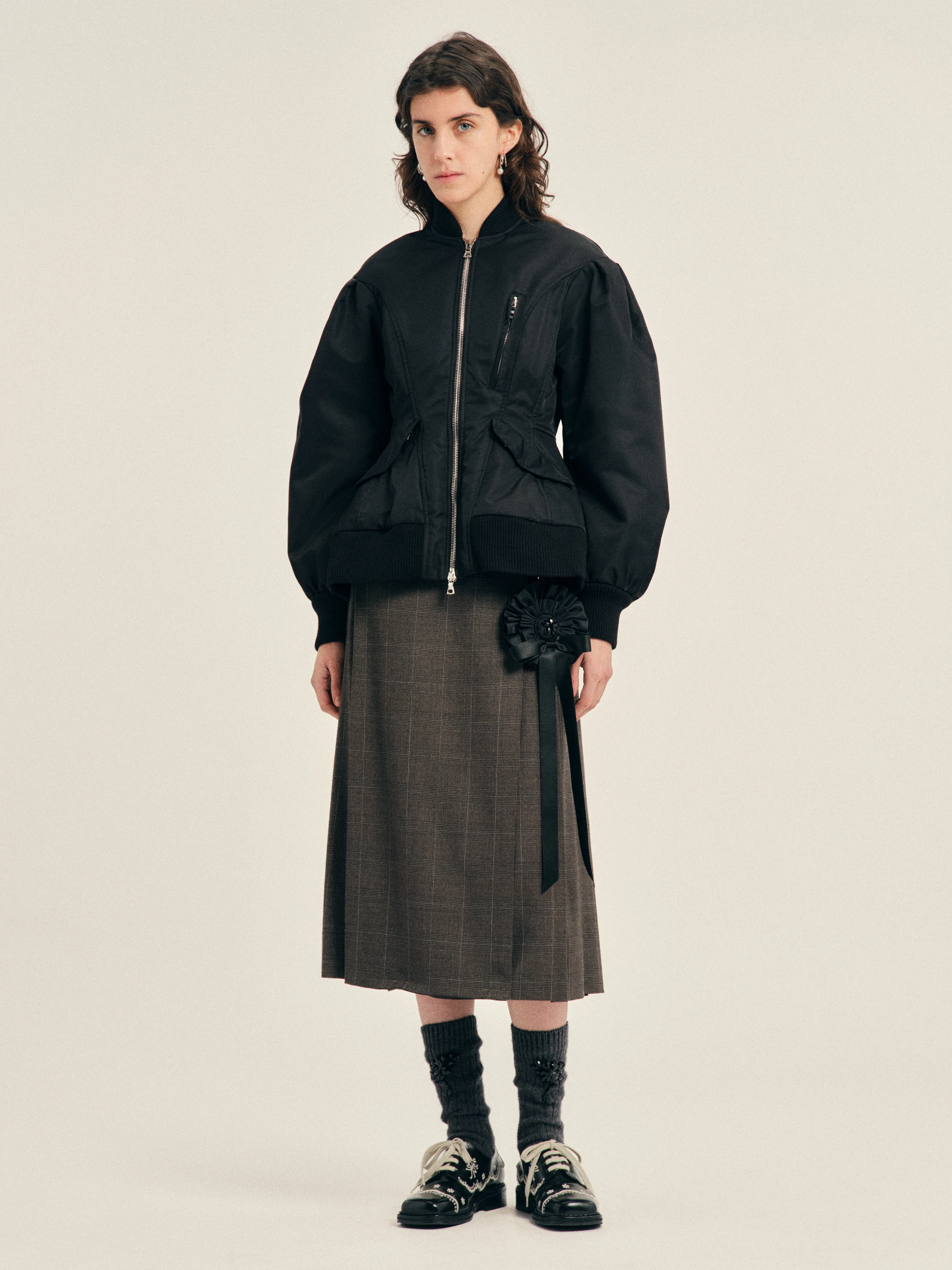 Padded Sculpted Bomber Jacket - 1