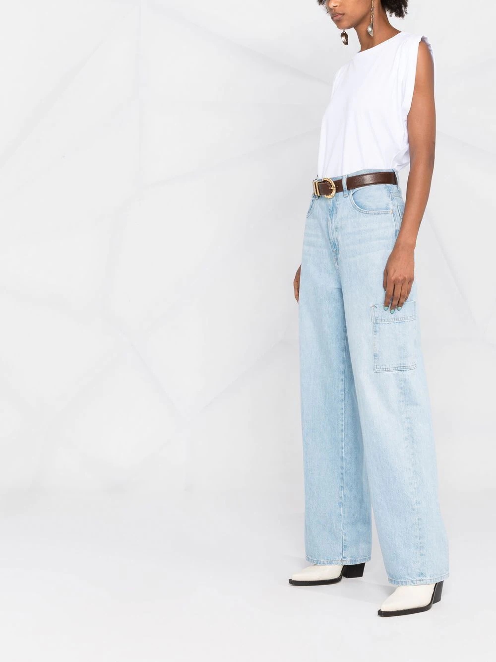 ruched-sleeve cotton T-shirt - 6
