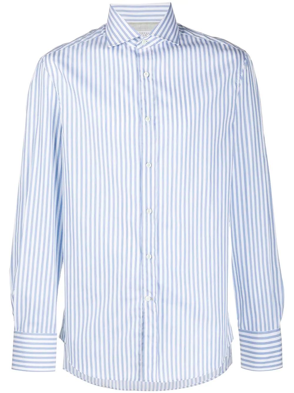 striped spread collar shirt - 1