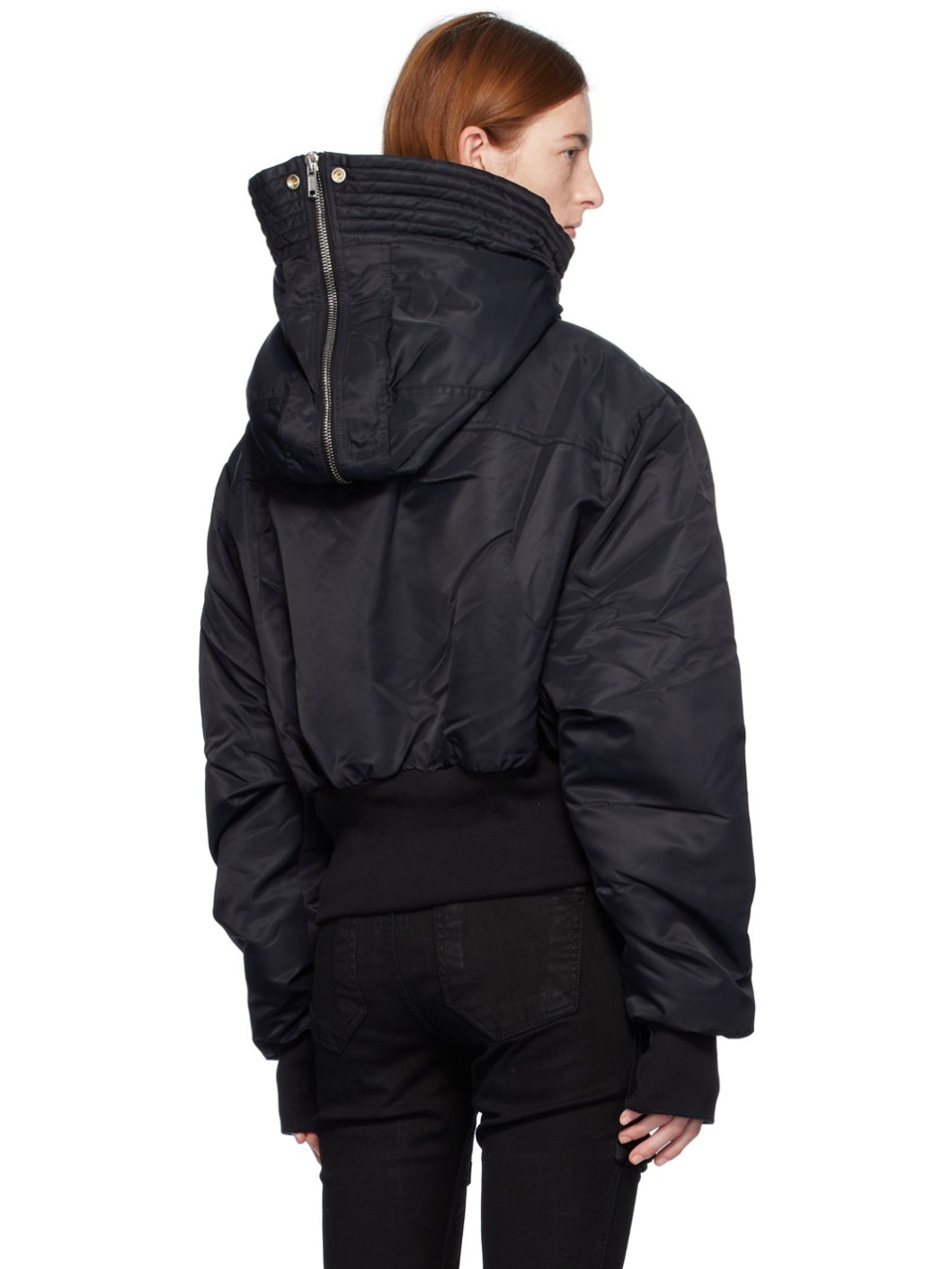 Rick Owens DRKSHDW Black Hooded Denim Coat